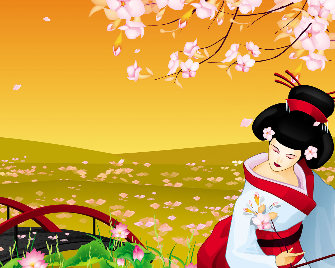 Mobile wallpaper fantasy, geisha