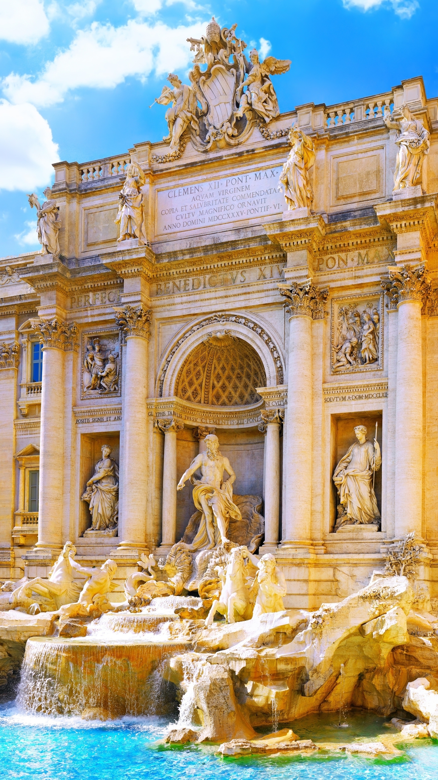 italy, rome, trevi, man made, trevi fountain, statue, fountain, building, monuments QHD