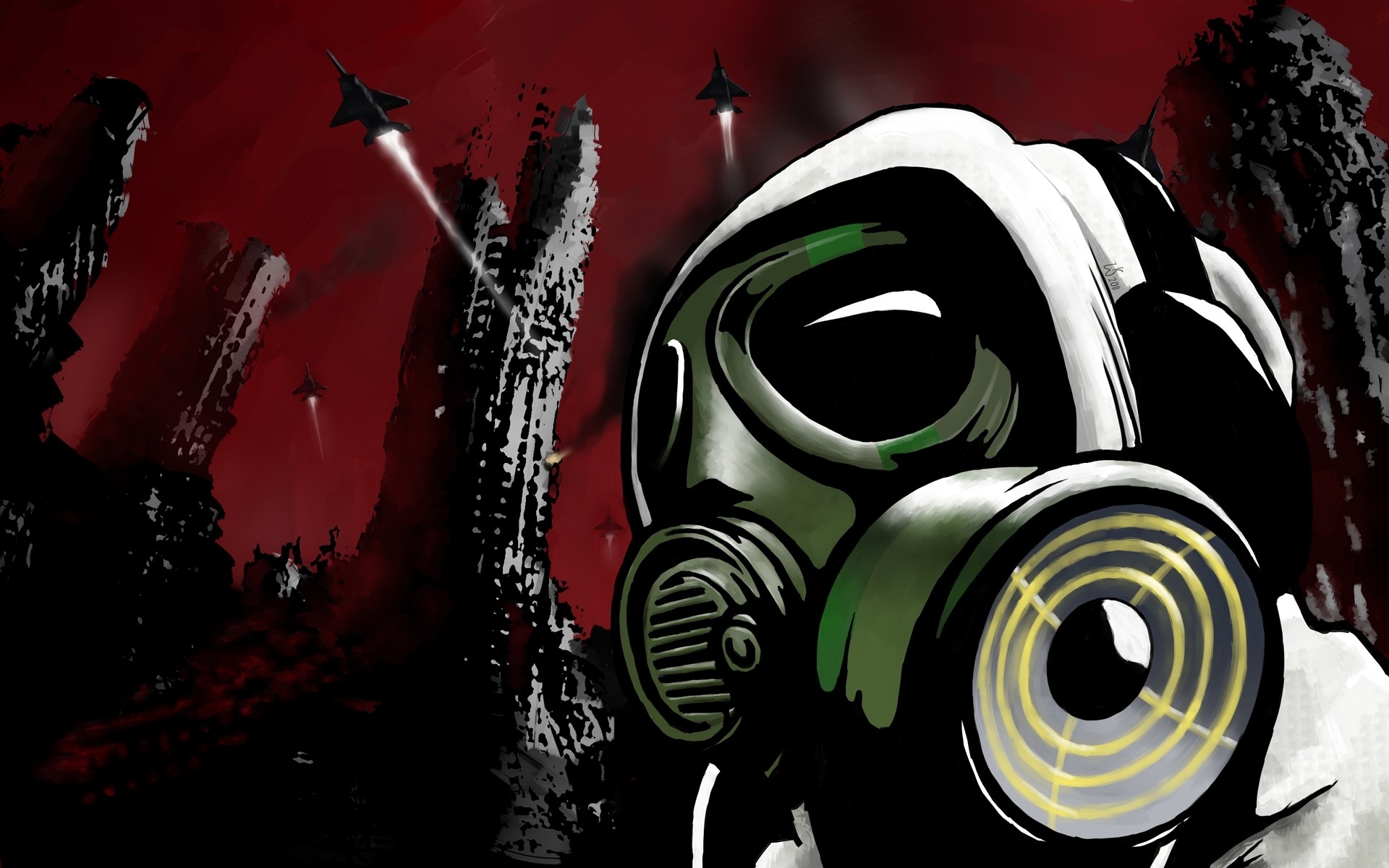 Download mobile wallpaper Dark, Mask, Gas Mask, Graffiti, Post Apocalyptic for free.
