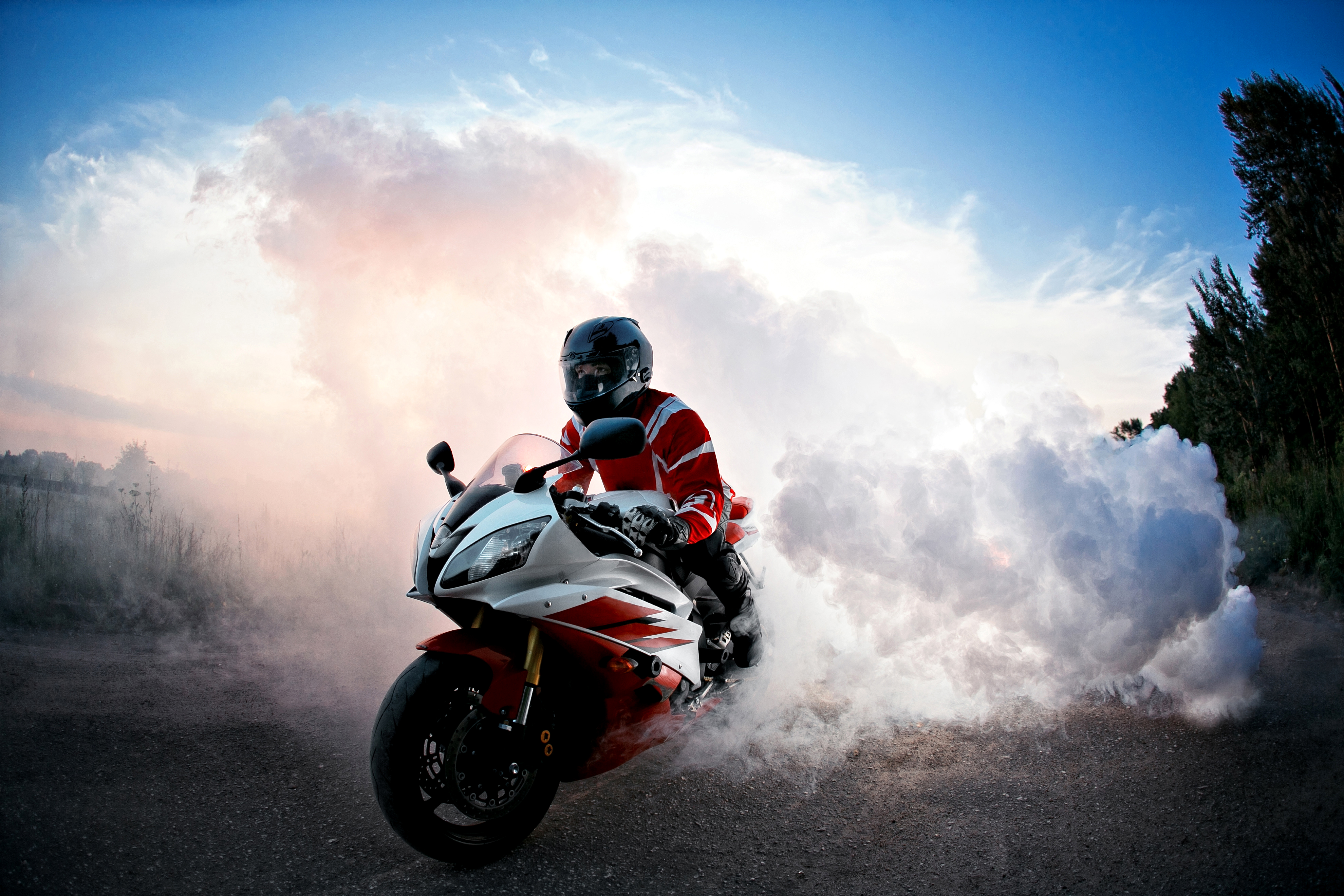 motorcycle, vehicles, smoke, motorcycles Desktop home screen Wallpaper