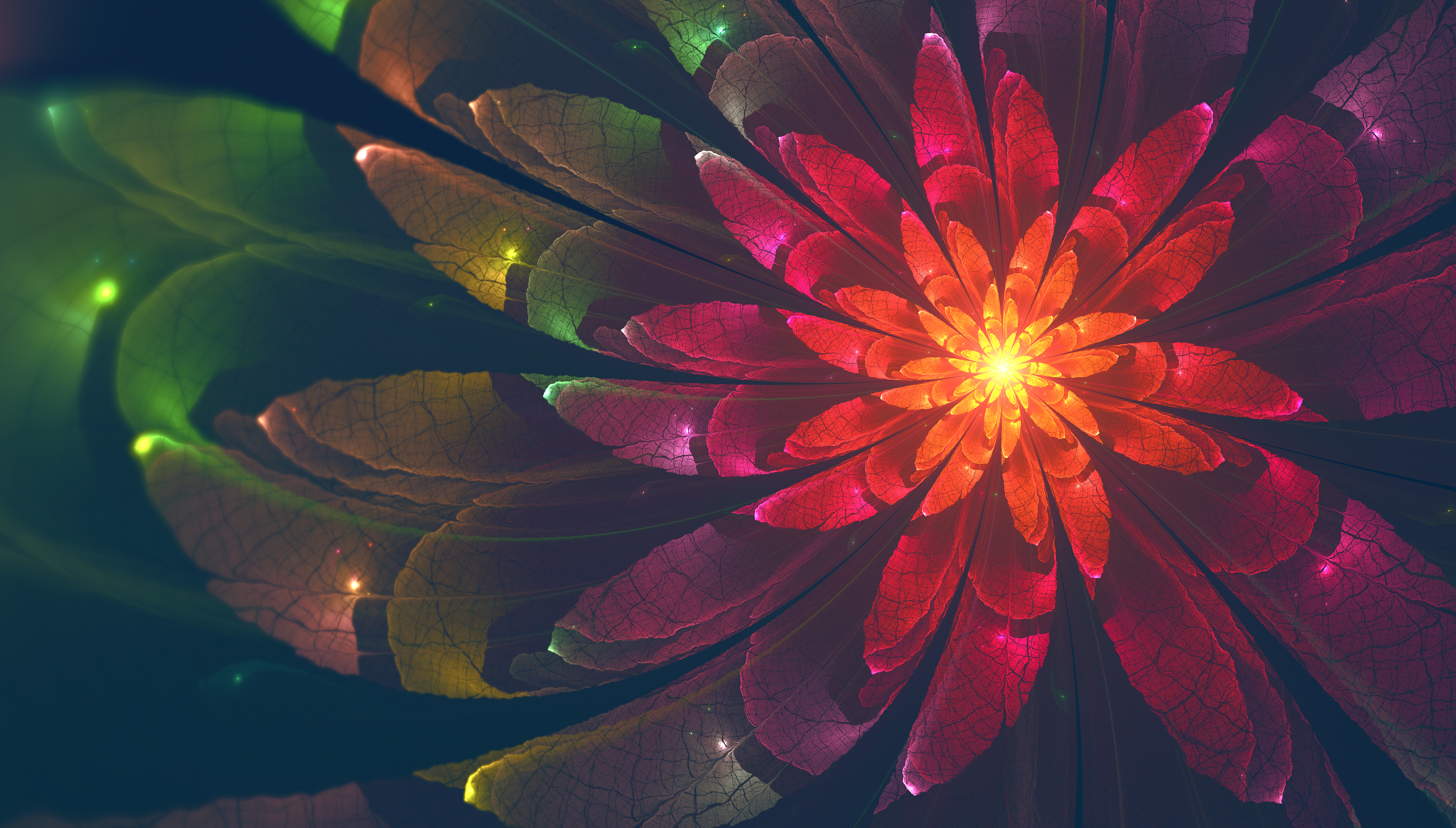 Download mobile wallpaper Flower, Motley, Glow, Multicolored, Fractal, Abstract for free.