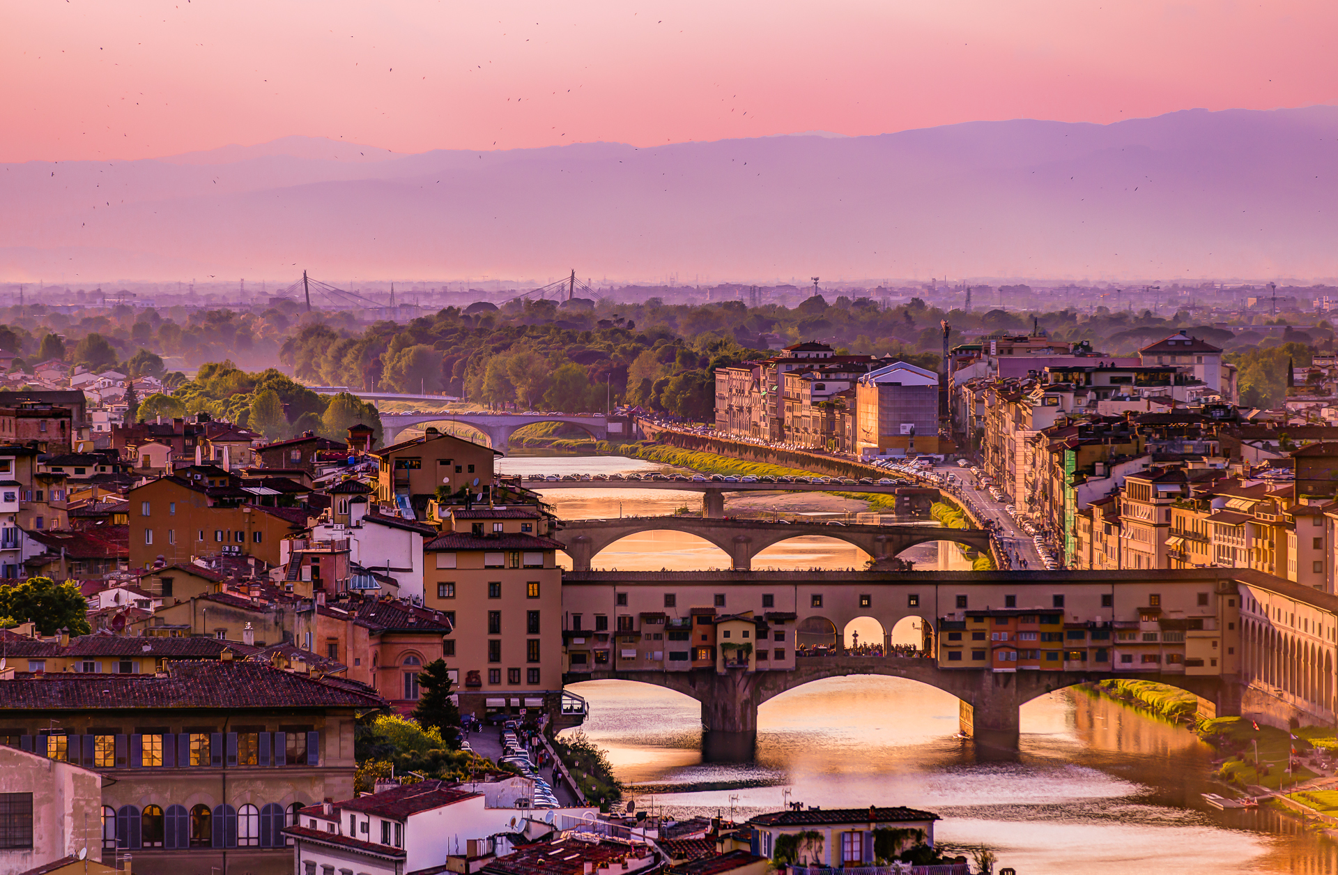 florence, man made, bridge, city, cityscape, house, italy, river, cities