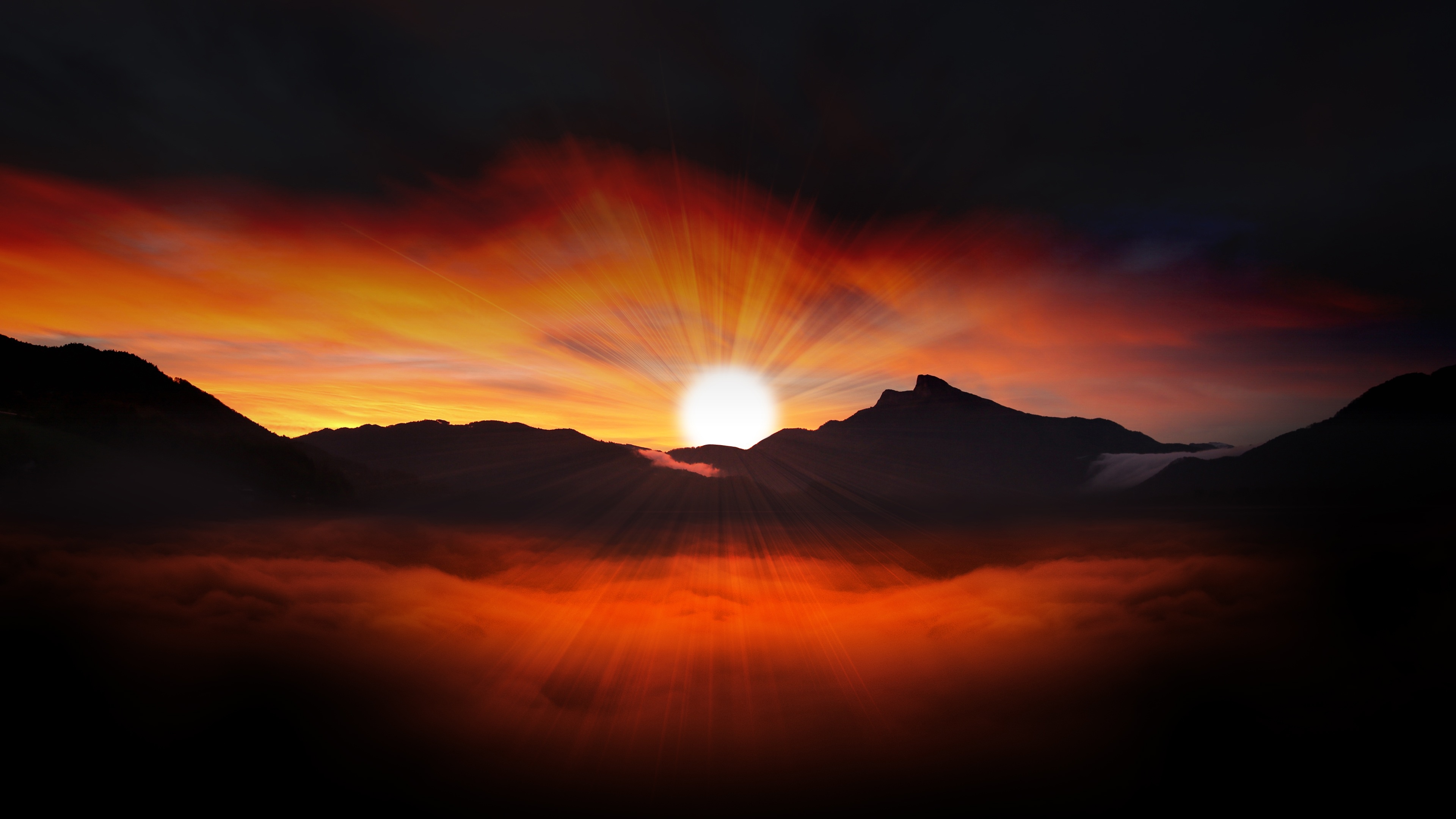 Закат гора солнце