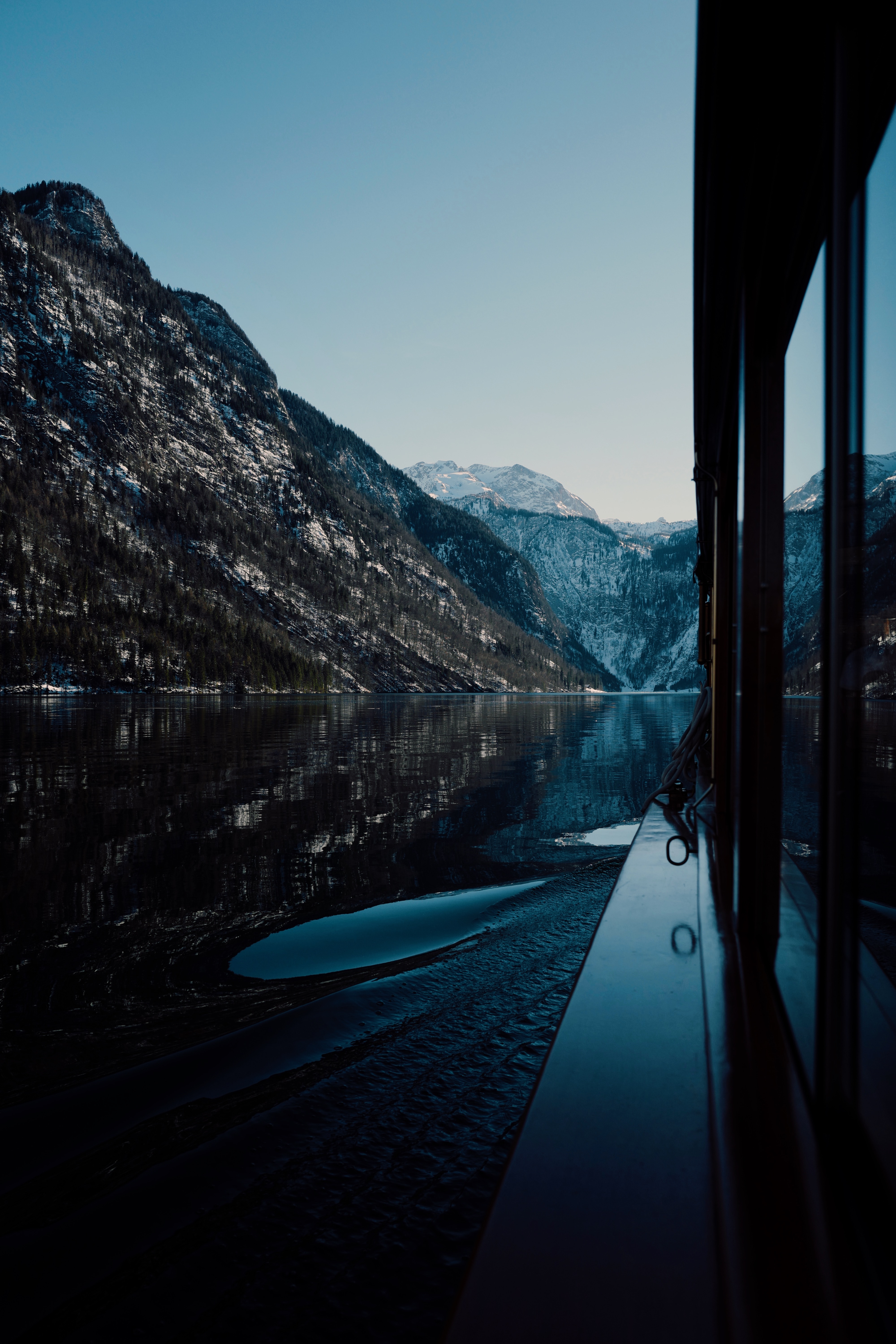 Free download wallpaper Nature, Lake, Boat, Mountains, Dark on your PC desktop