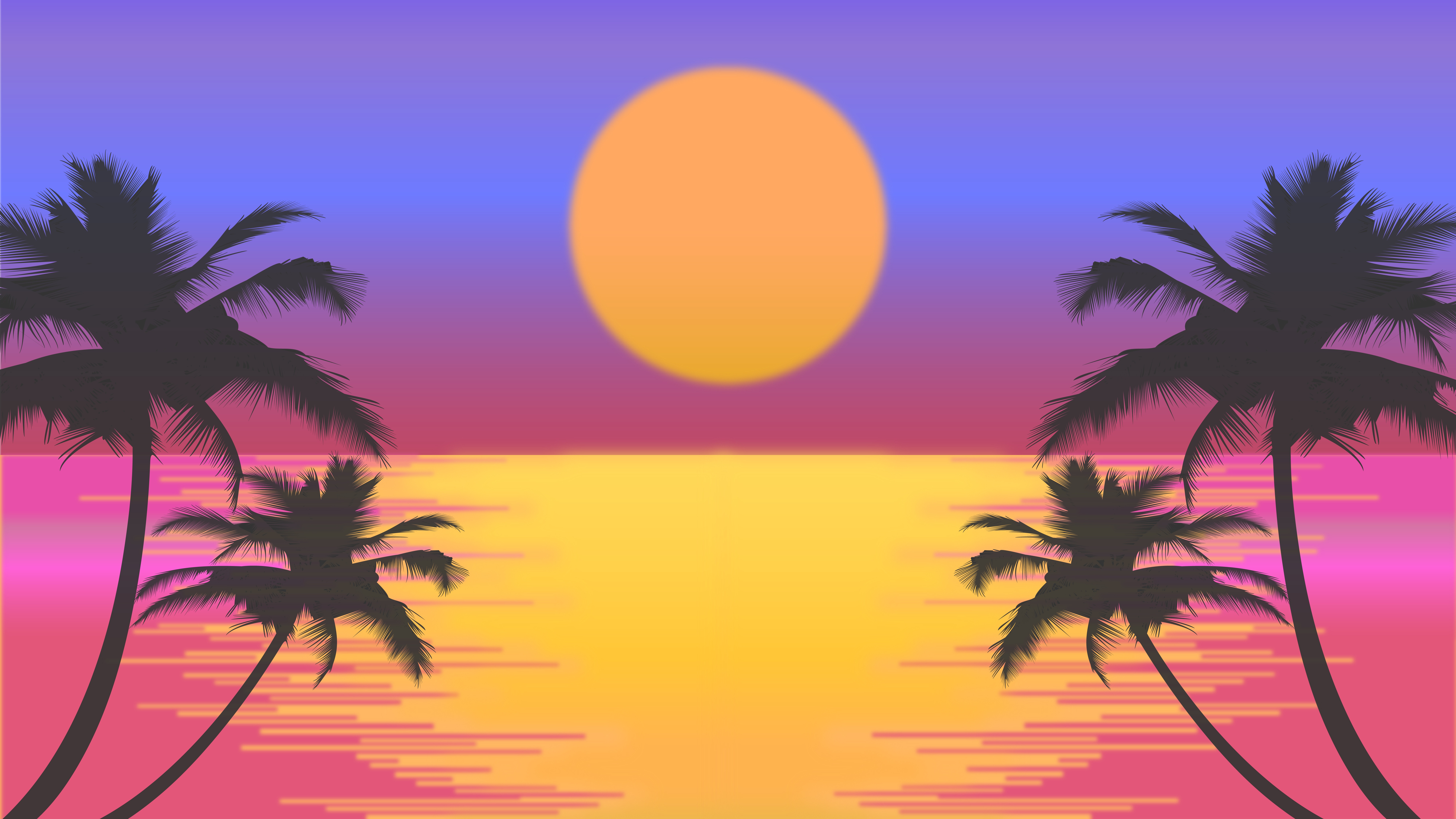 Пальмы на фоне солнца