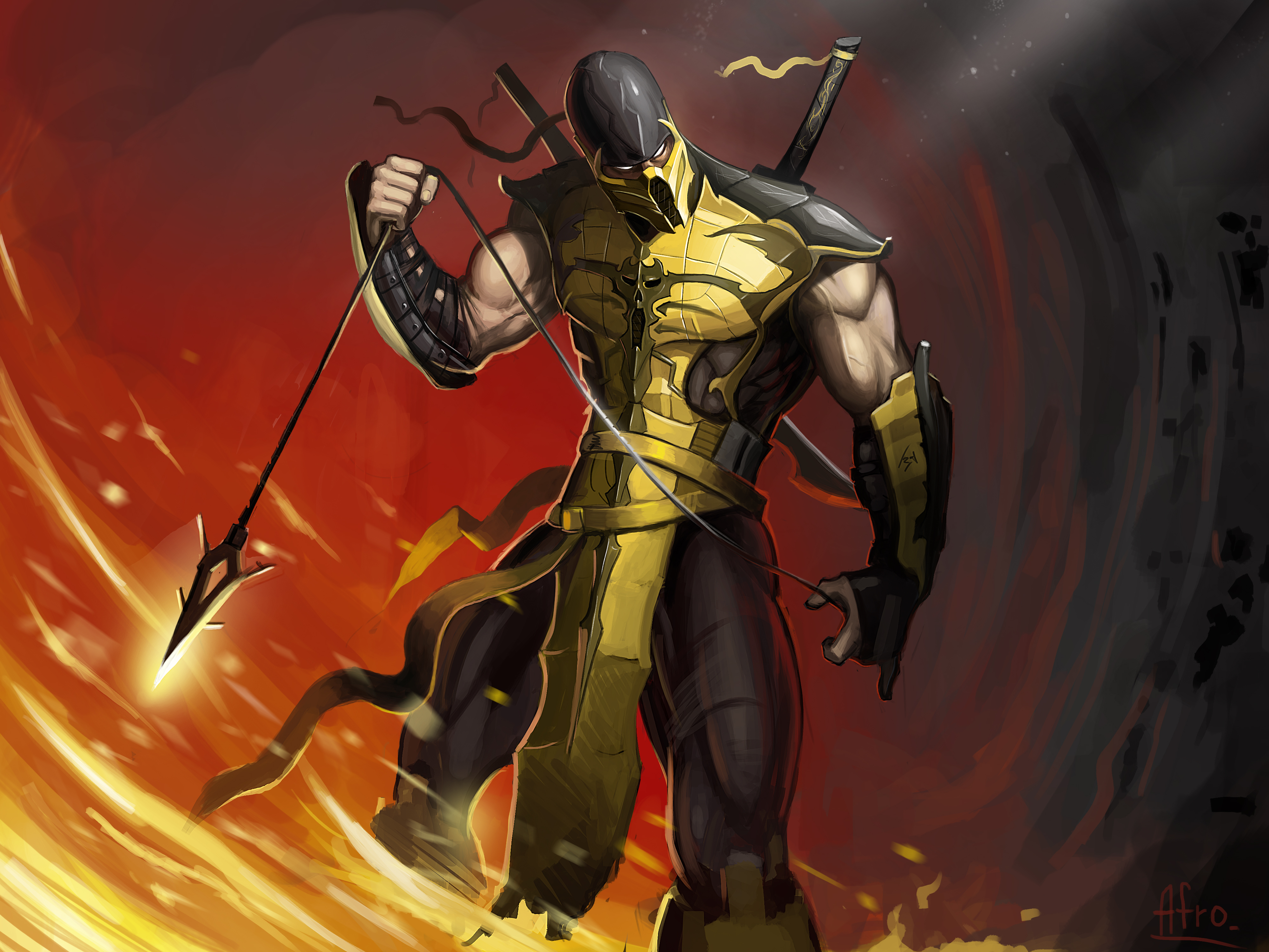 scorpion (mortal kombat), mortal kombat, video game, warrior Aesthetic wallpaper