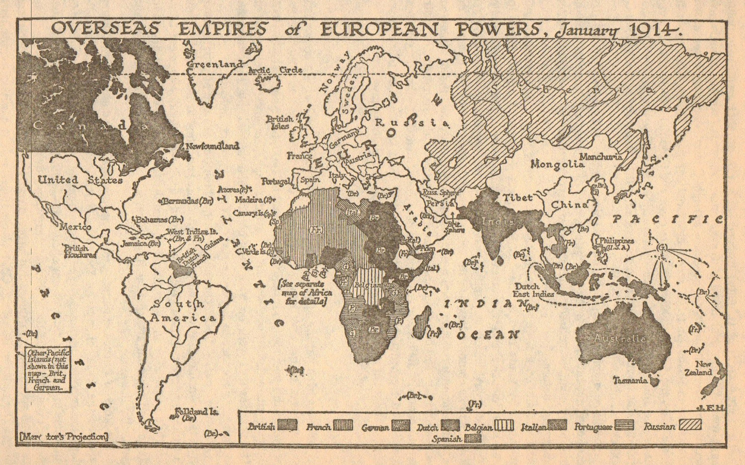 Политическая карта мира 1914