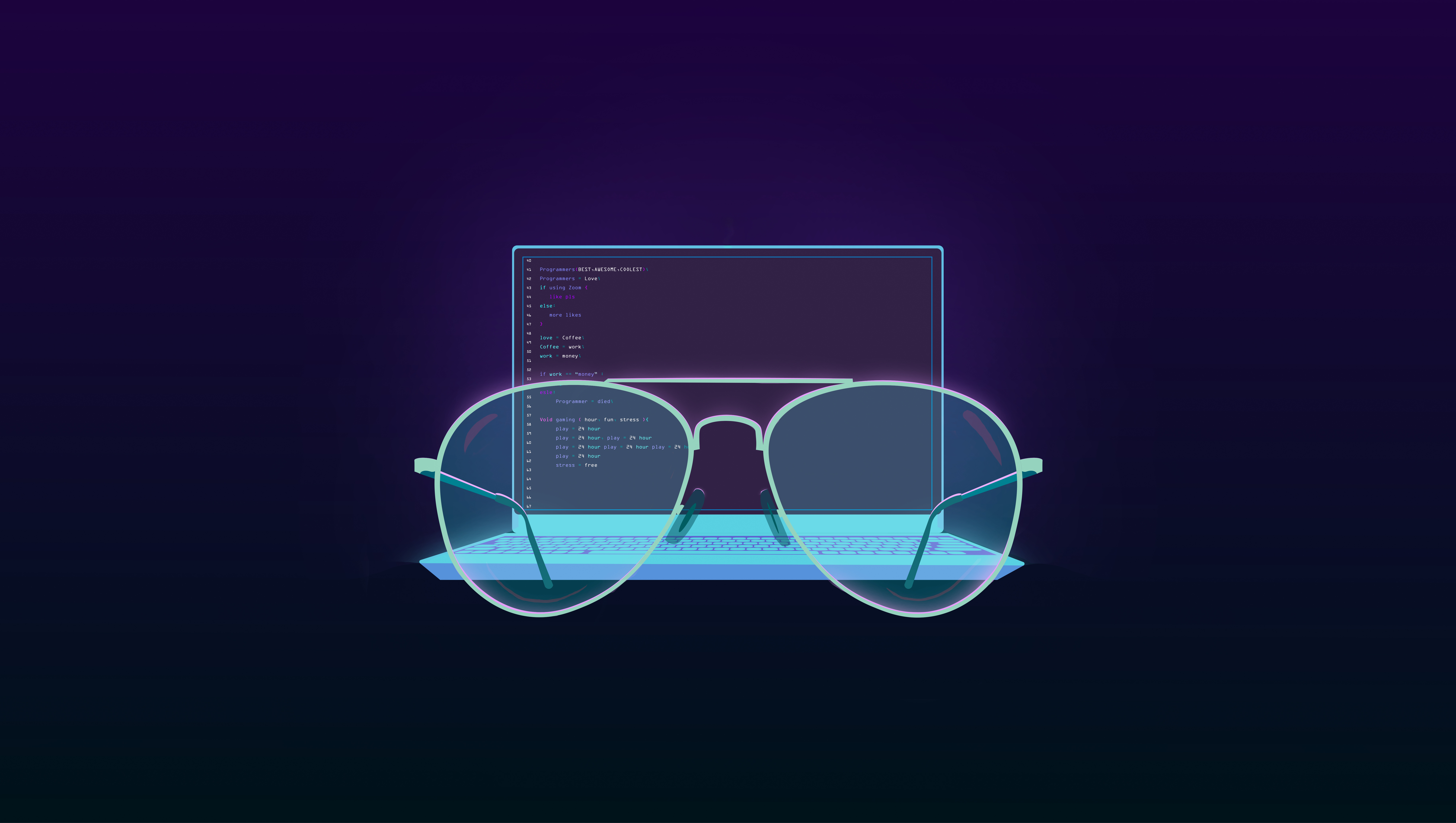 Download mobile wallpaper Code, Programming, Technology, Glasses for free.