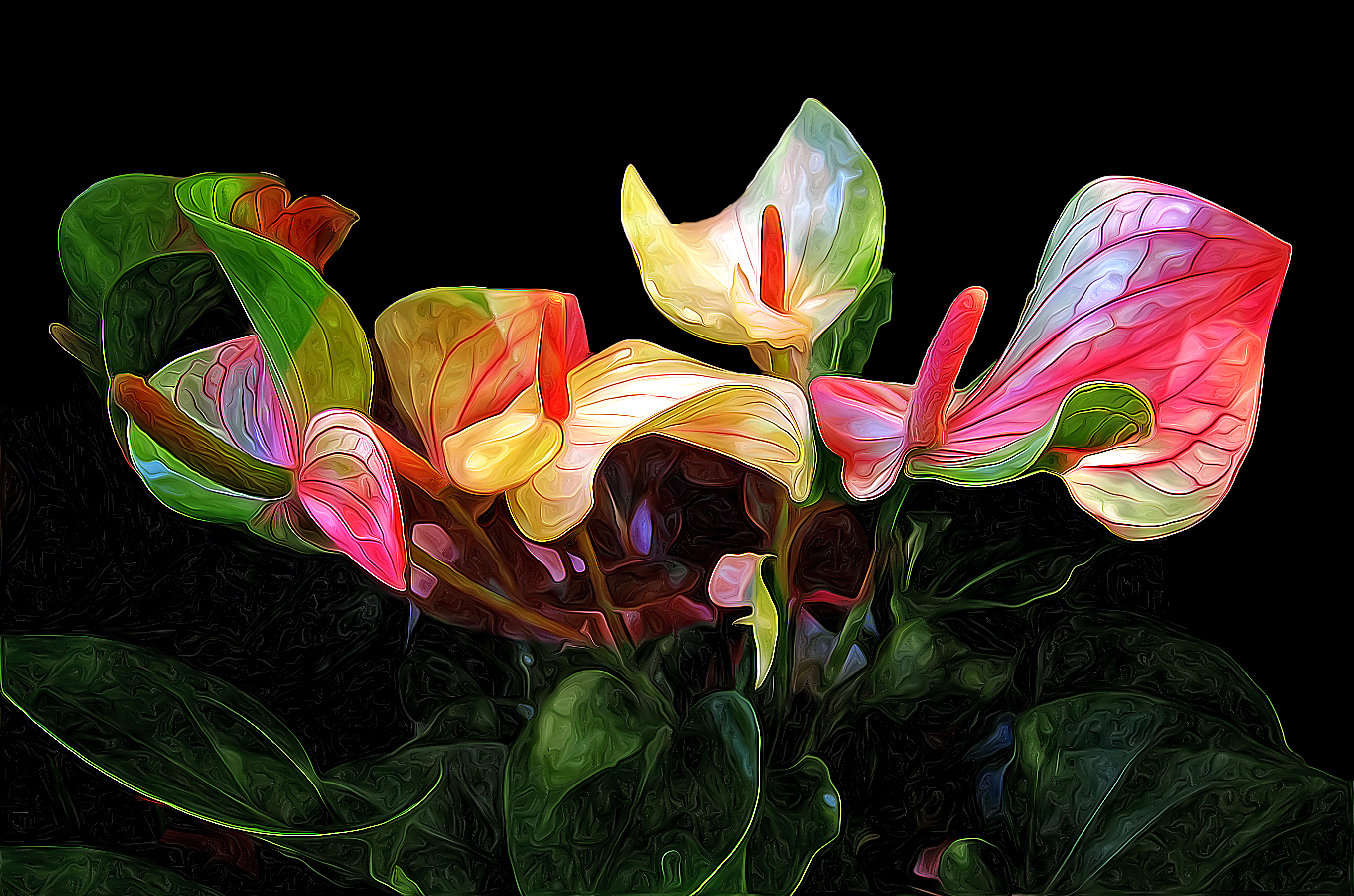 artistic, painting, calla lily, flower, leaf, oil painting phone wallpaper
