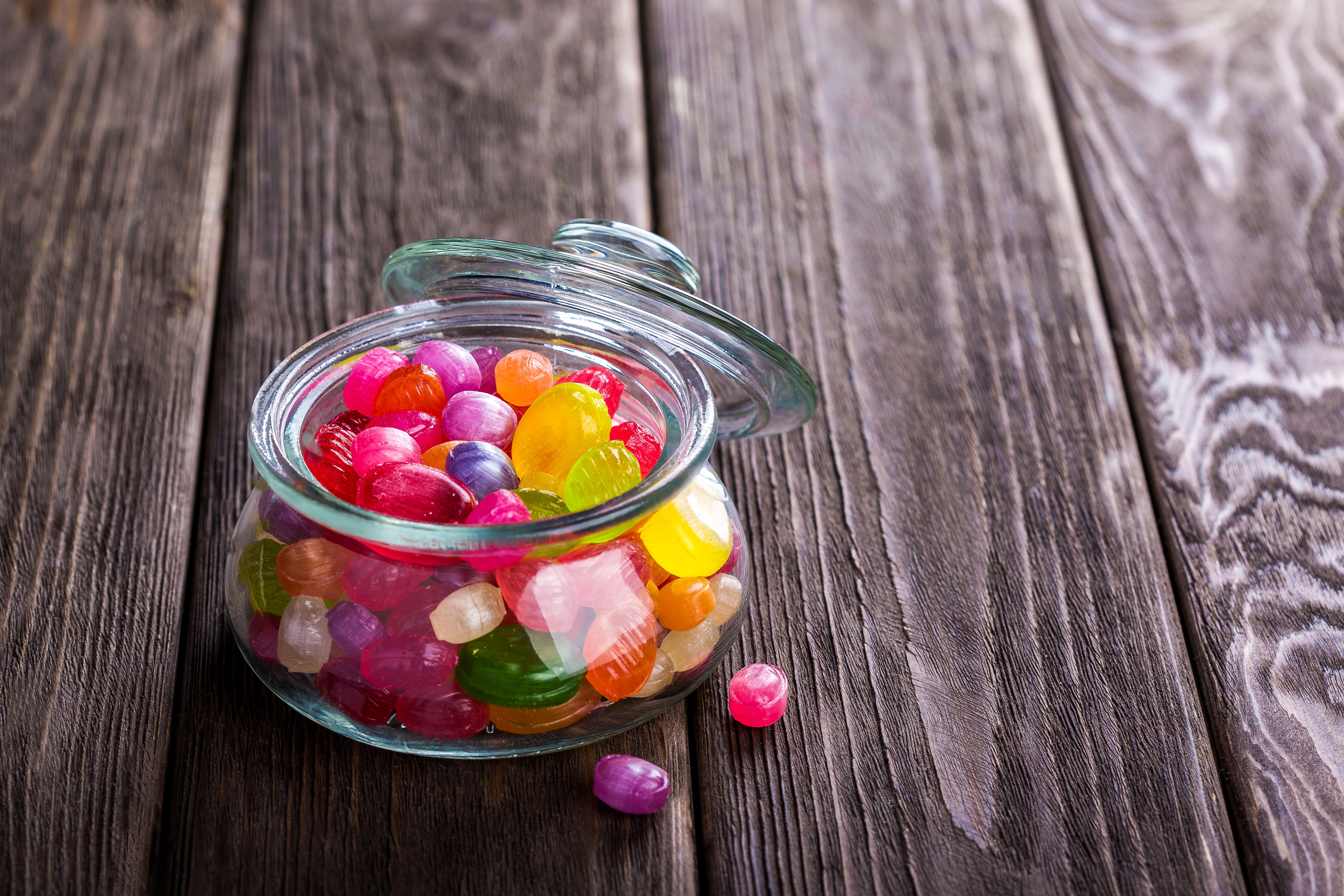 motley, candies, food, bank, multicolored, jar, lollipops Full HD