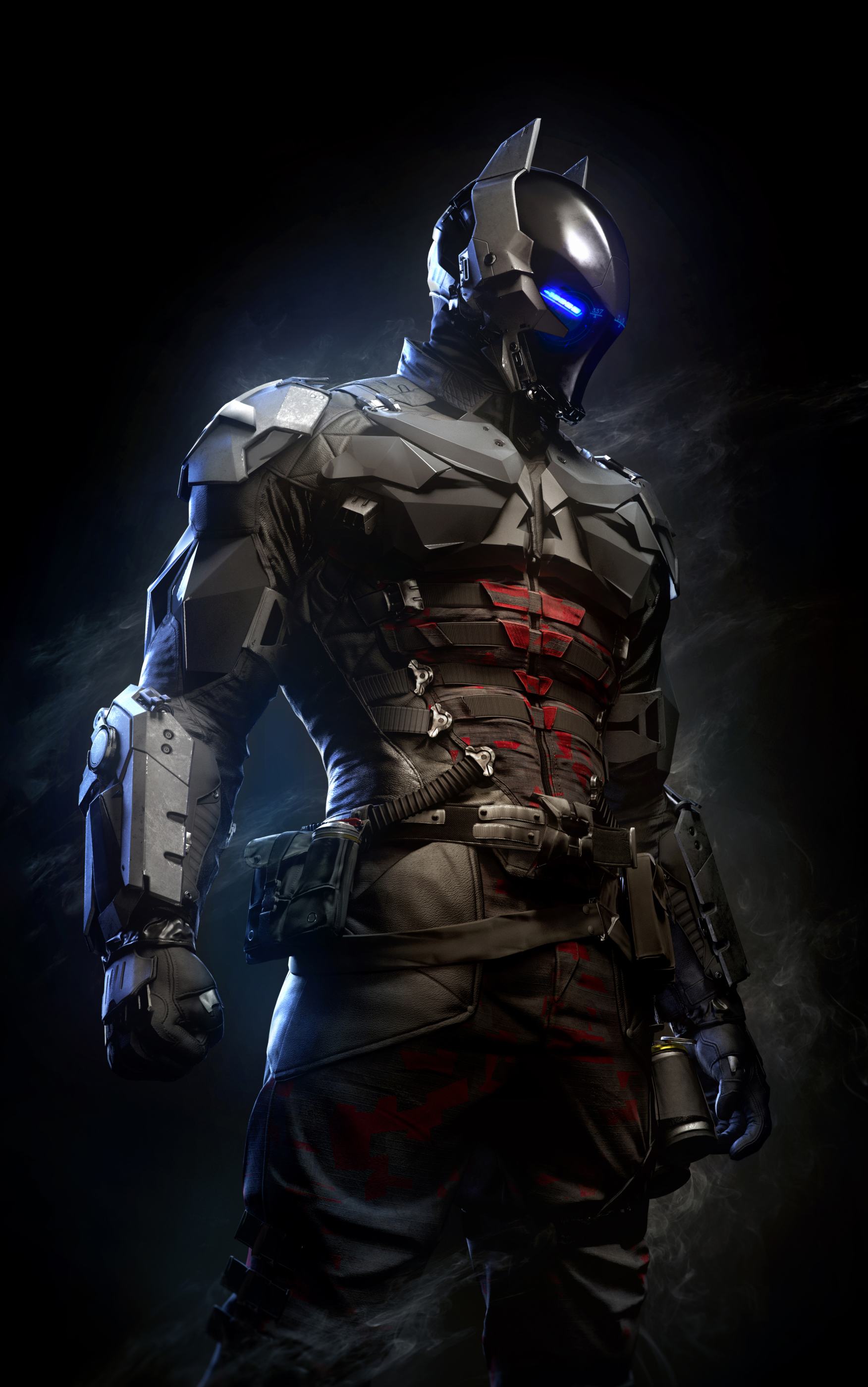 video game, batman: arkham knight, blue eyes, glowing eyes, arkham knight (dc comics), batman 1080p