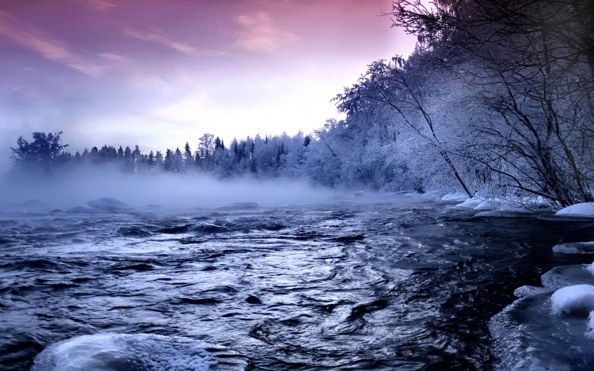 Скачать картинку Река, Пейзаж, Зима в телефон бесплатно.