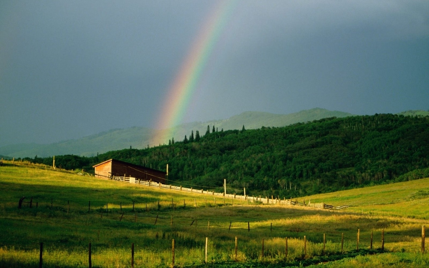 Download mobile wallpaper Landscape, Fields, Rainbow for free.