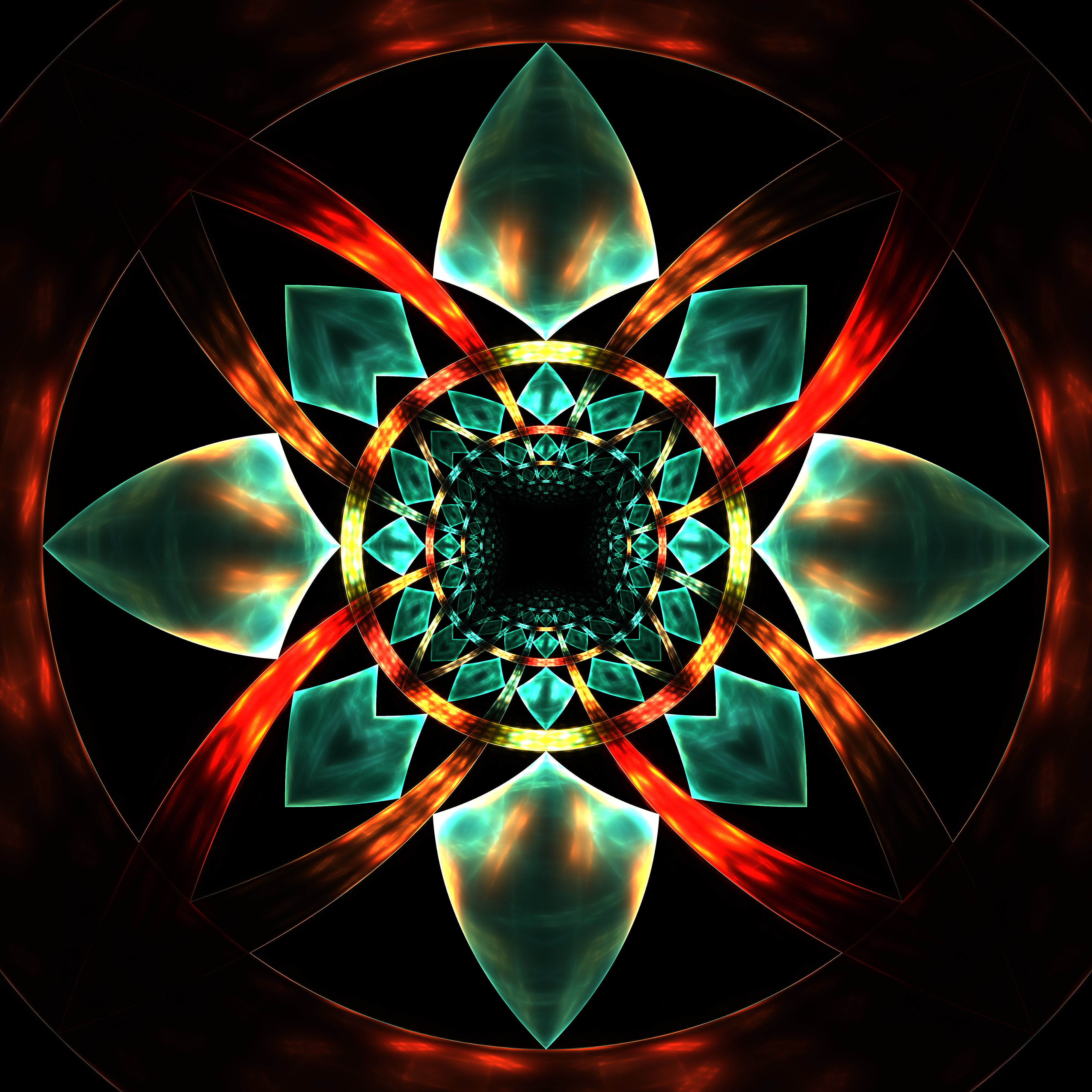 glow, geometric, abstract, pattern, fractal