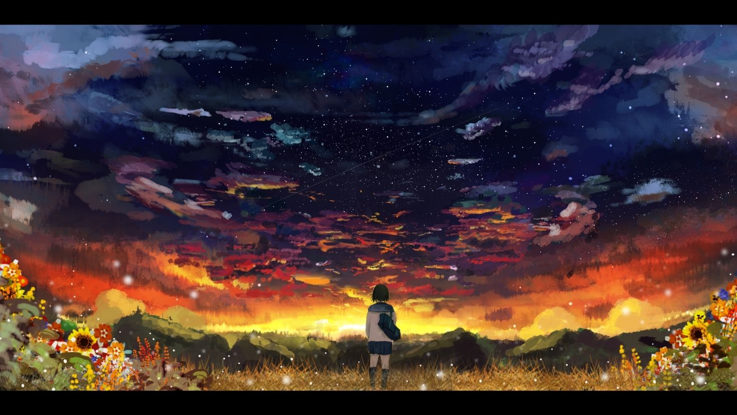 Осенний закат аниме