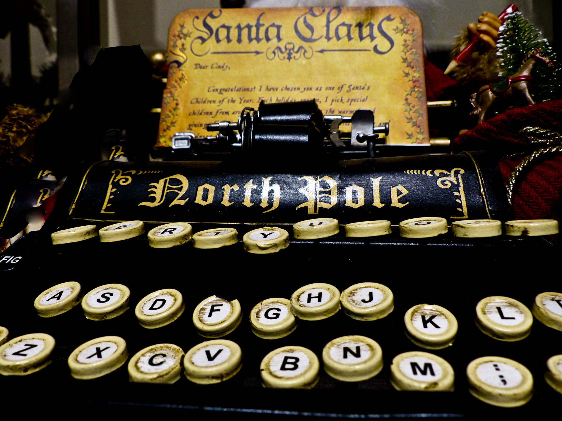 holiday, christmas, north pole, typewriter Full HD