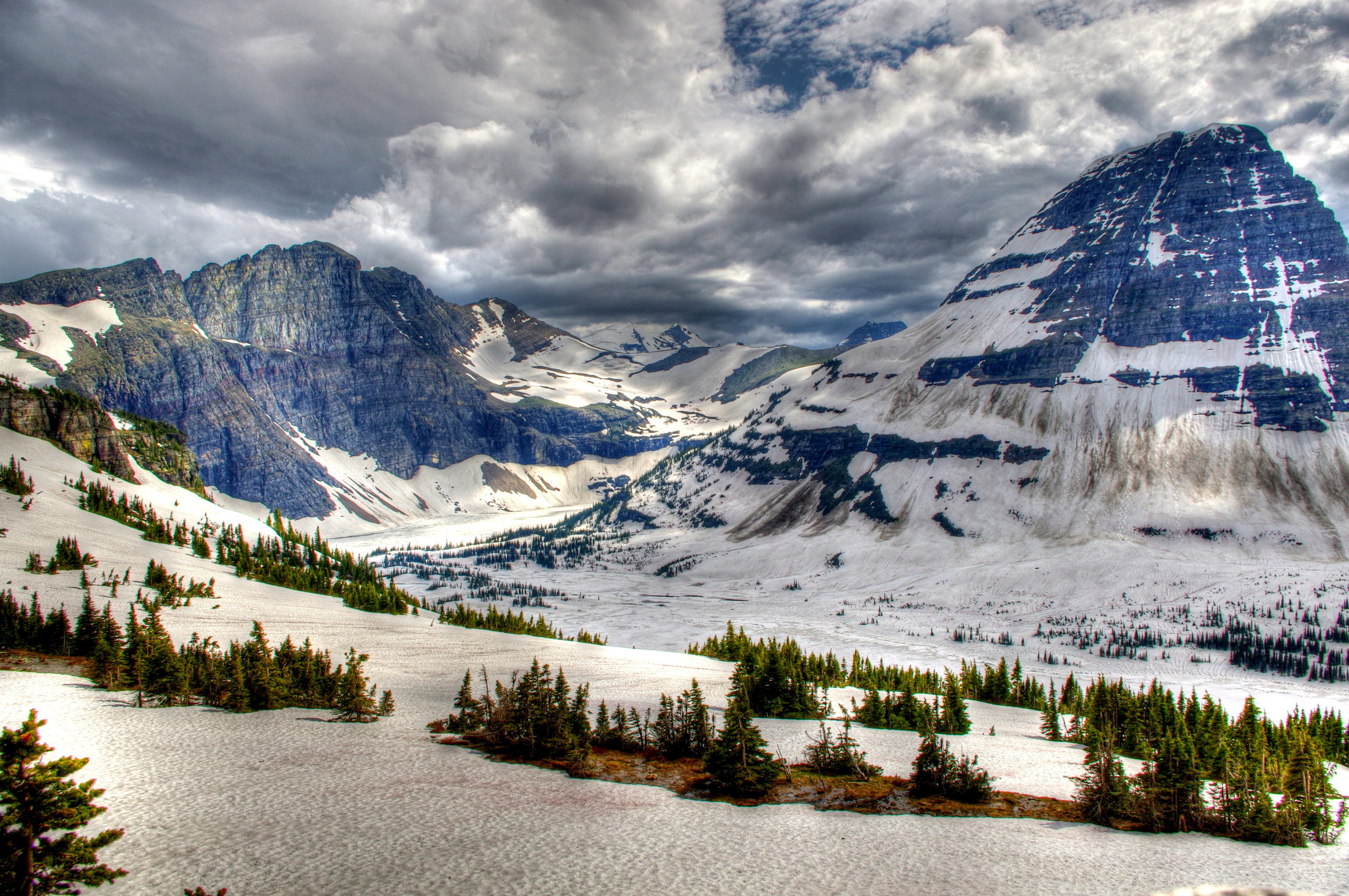 canada, nature, mountains, snow, vertex, park, tops, hdr Full HD
