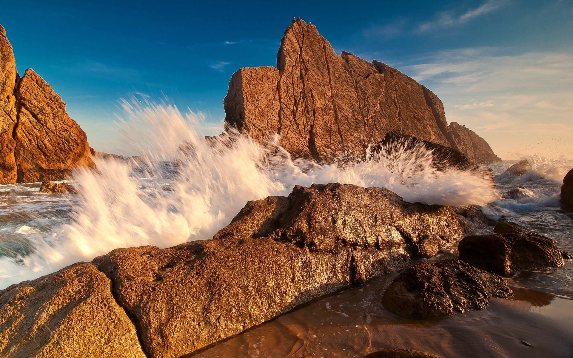 Download mobile wallpaper Waves, Stones, Sea, Landscape for free.