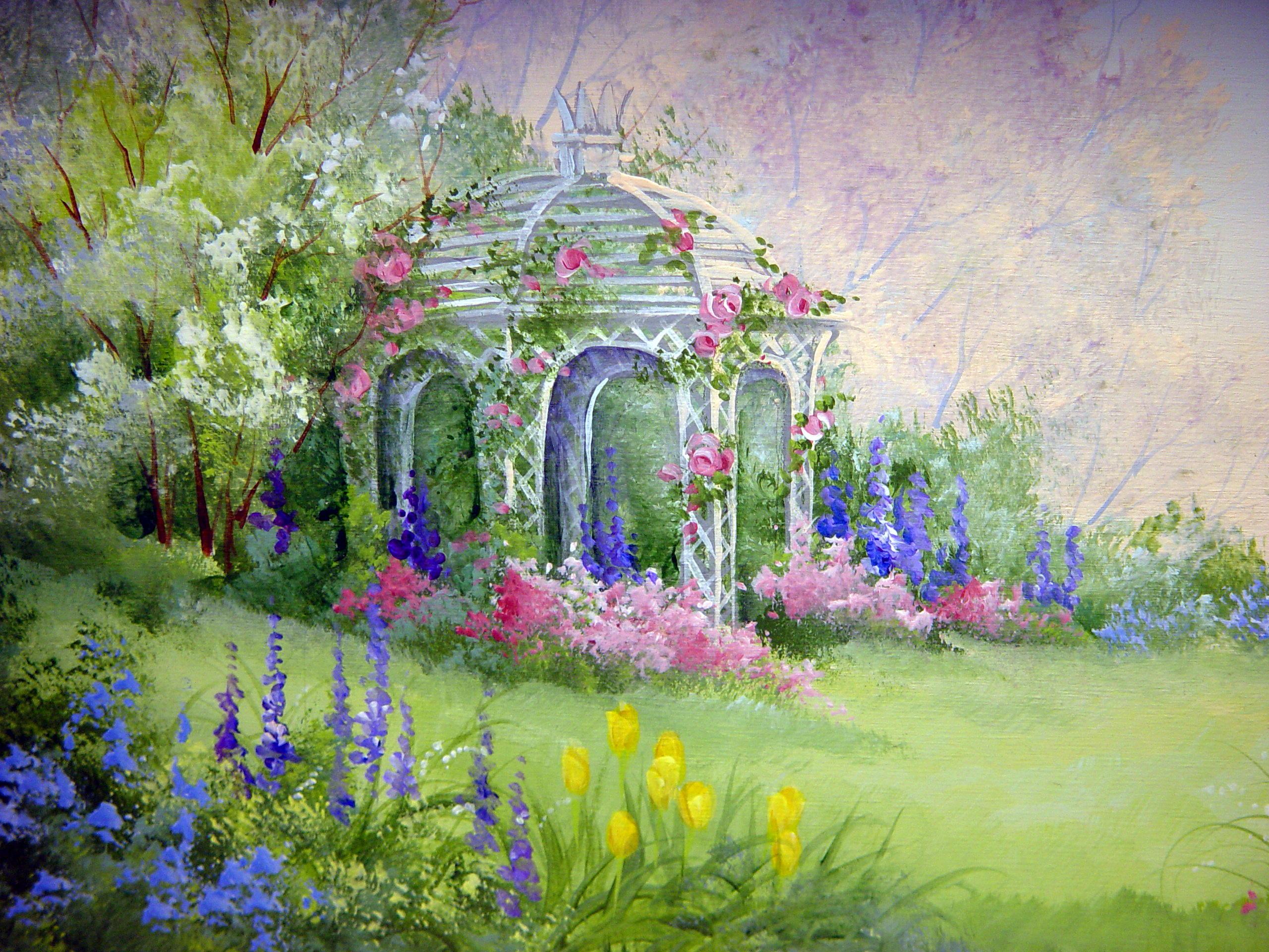 flower, colors, artistic, painting, colorful, gazebo, spring