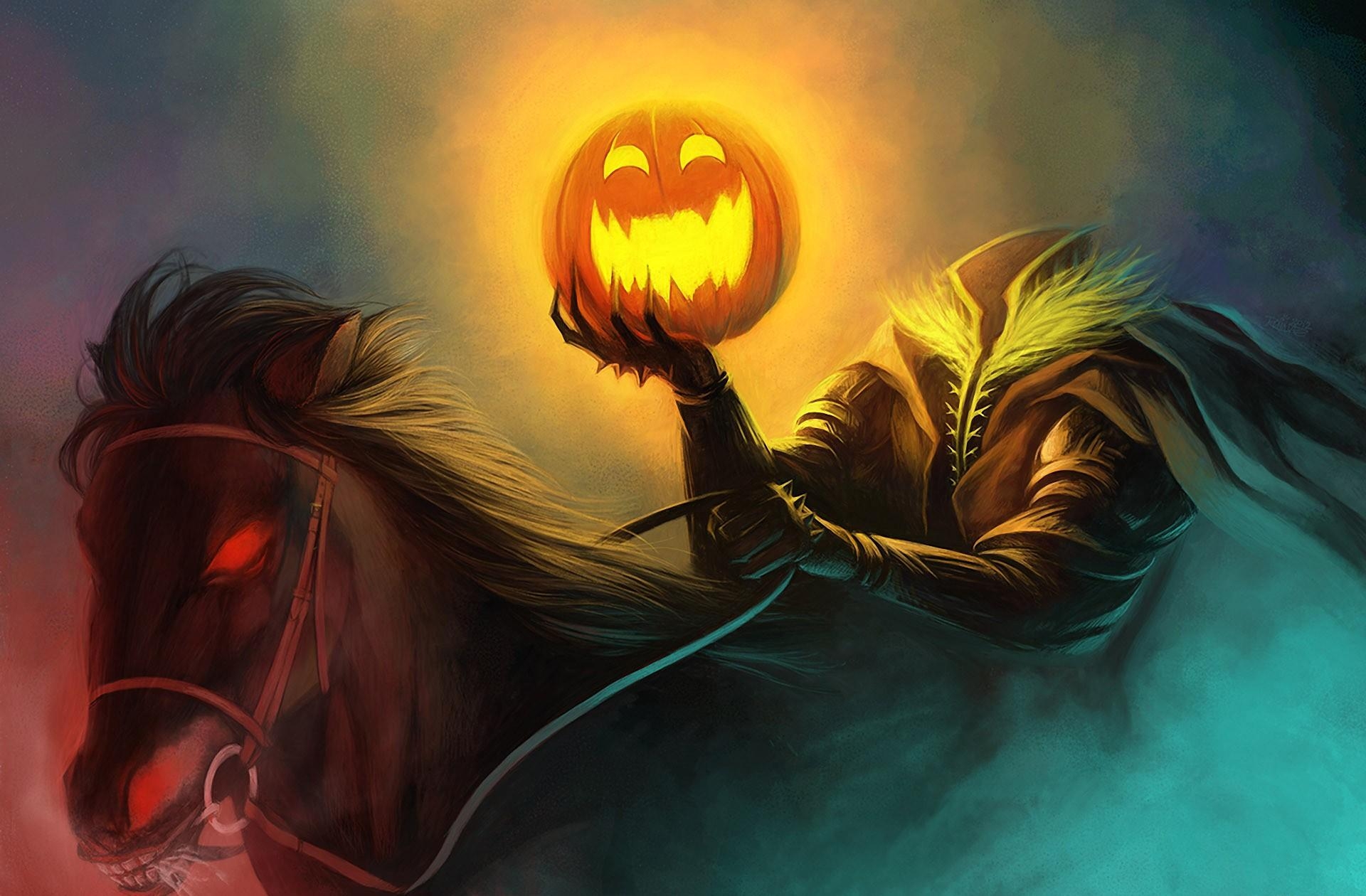 halloween, holidays, pumpkin, holiday, horse, headless horseman, headless rider HD for desktop 1080p