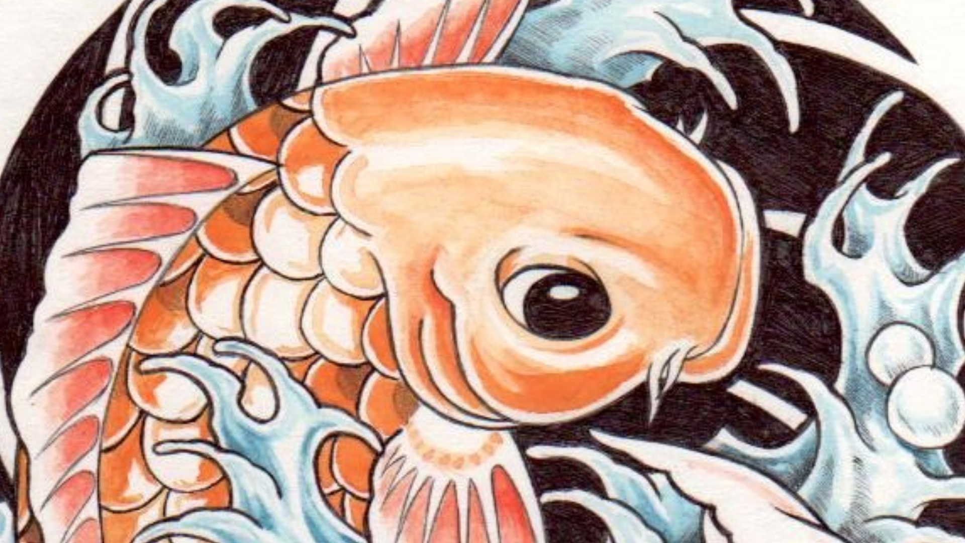 Японская живопись рыбы