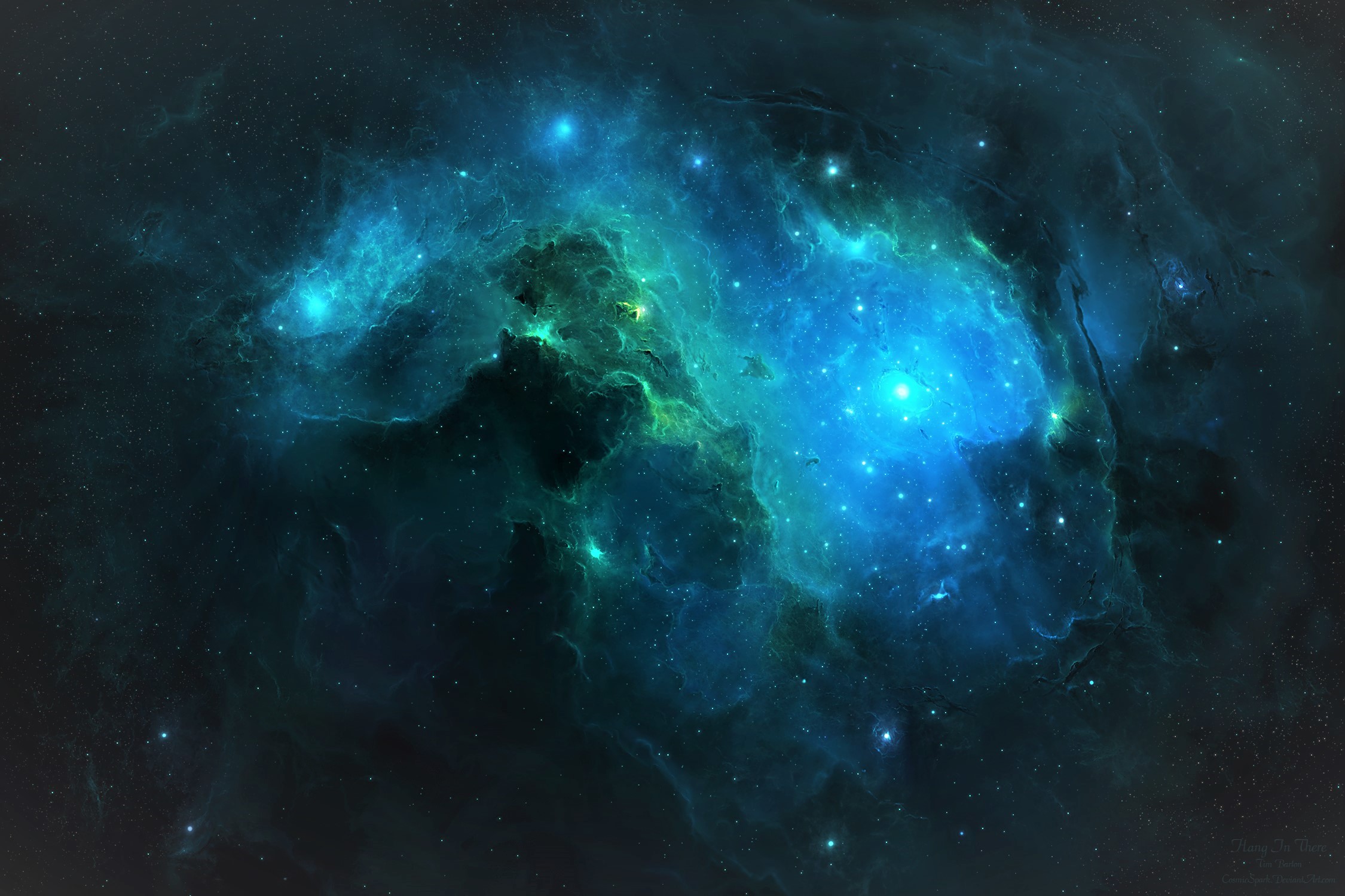 Download A Blue Space With Stars And Nebula Wallpaper