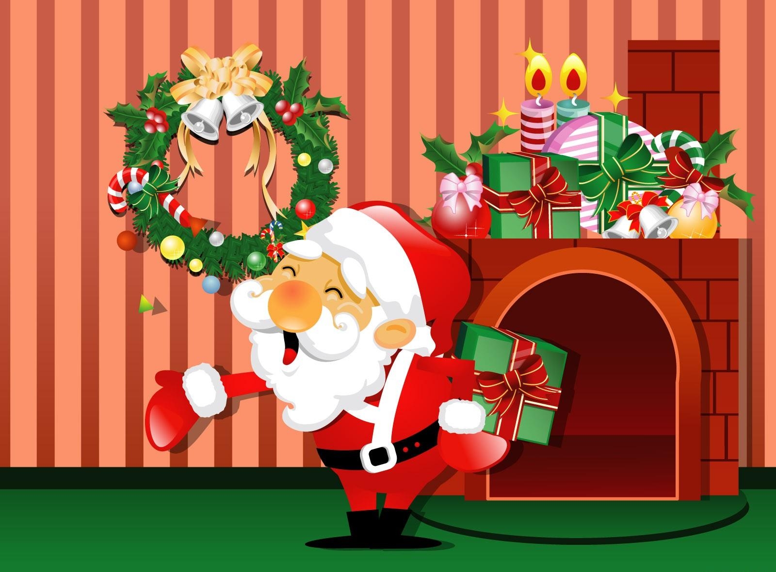 christmas, holidays, santa claus, house, fireplace, presents, gifts