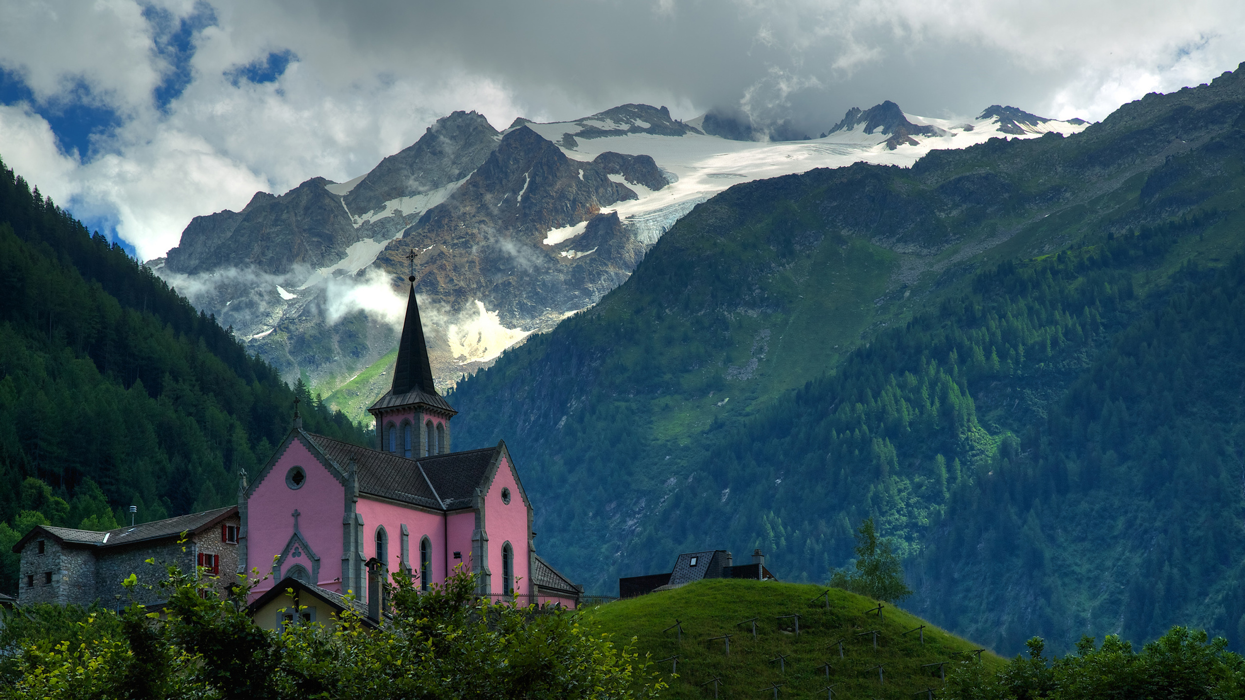 church, religious, chapel, forest, green, mountain, churches