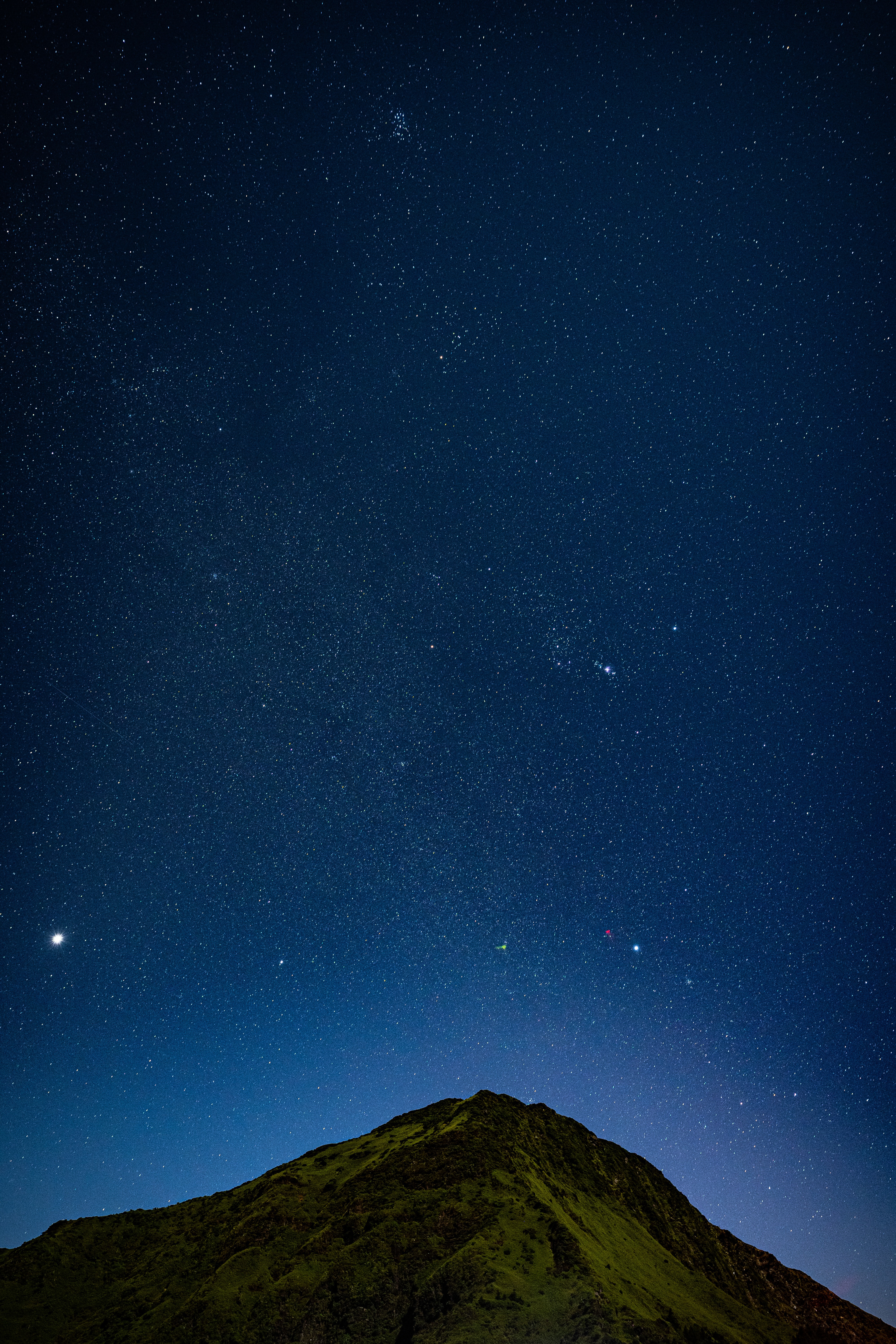 hill, nature, stars, night, starry sky, relief for android