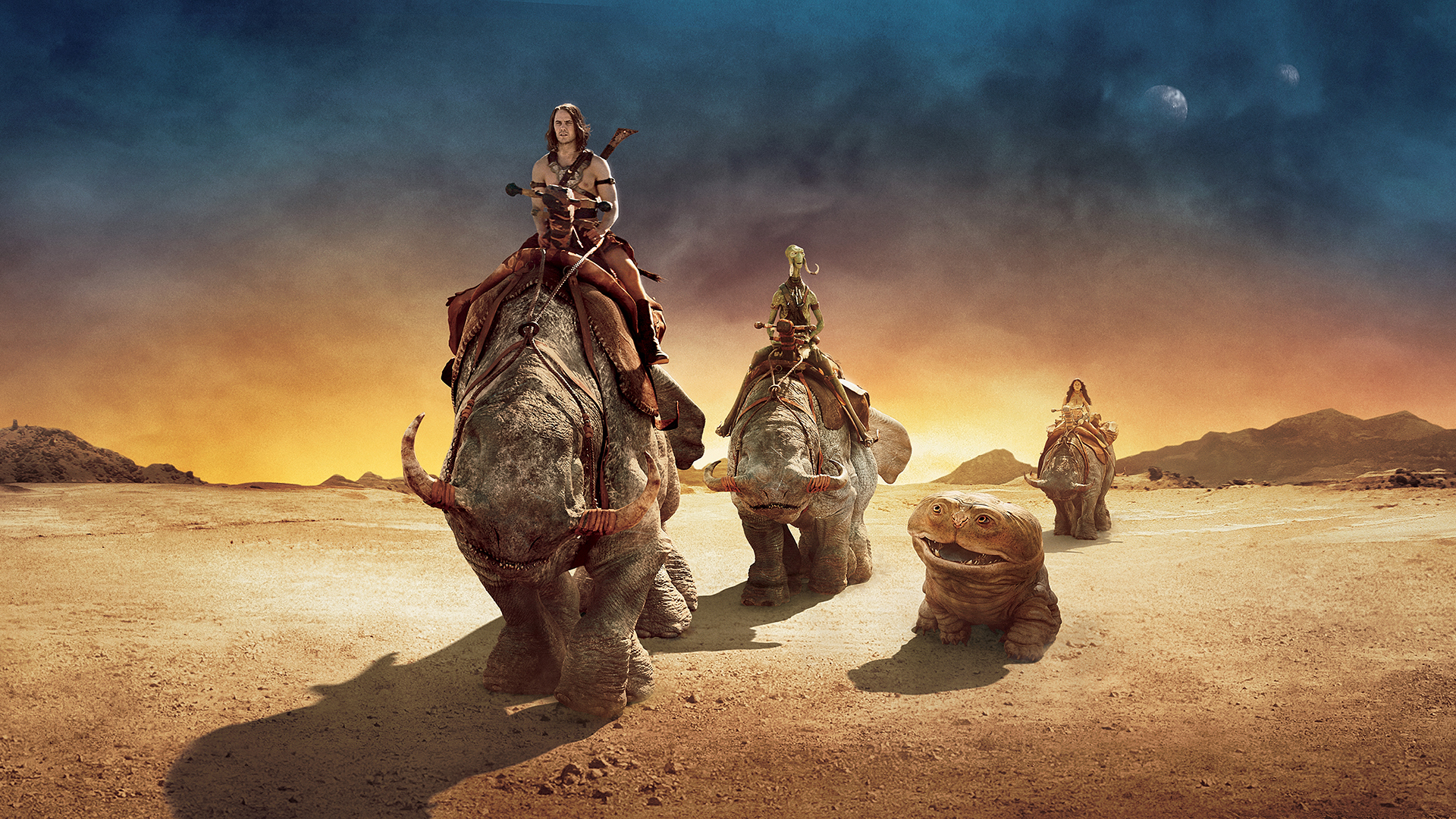 movie, john carter, creature, desert, people, sky for android