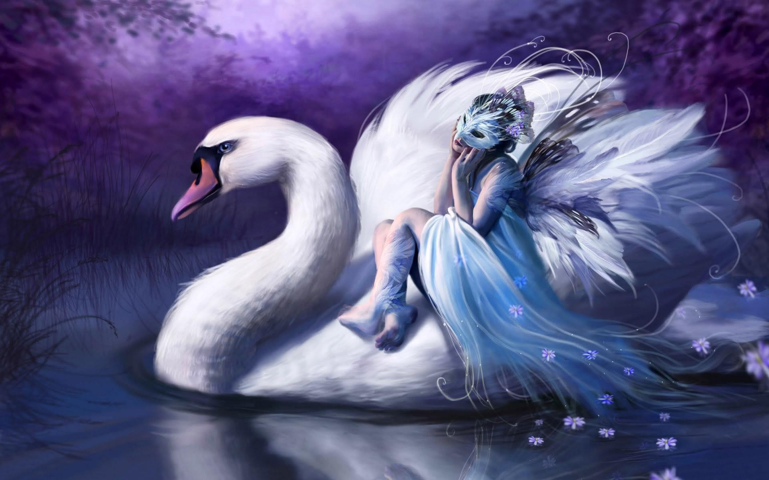 fantasy, women, swan