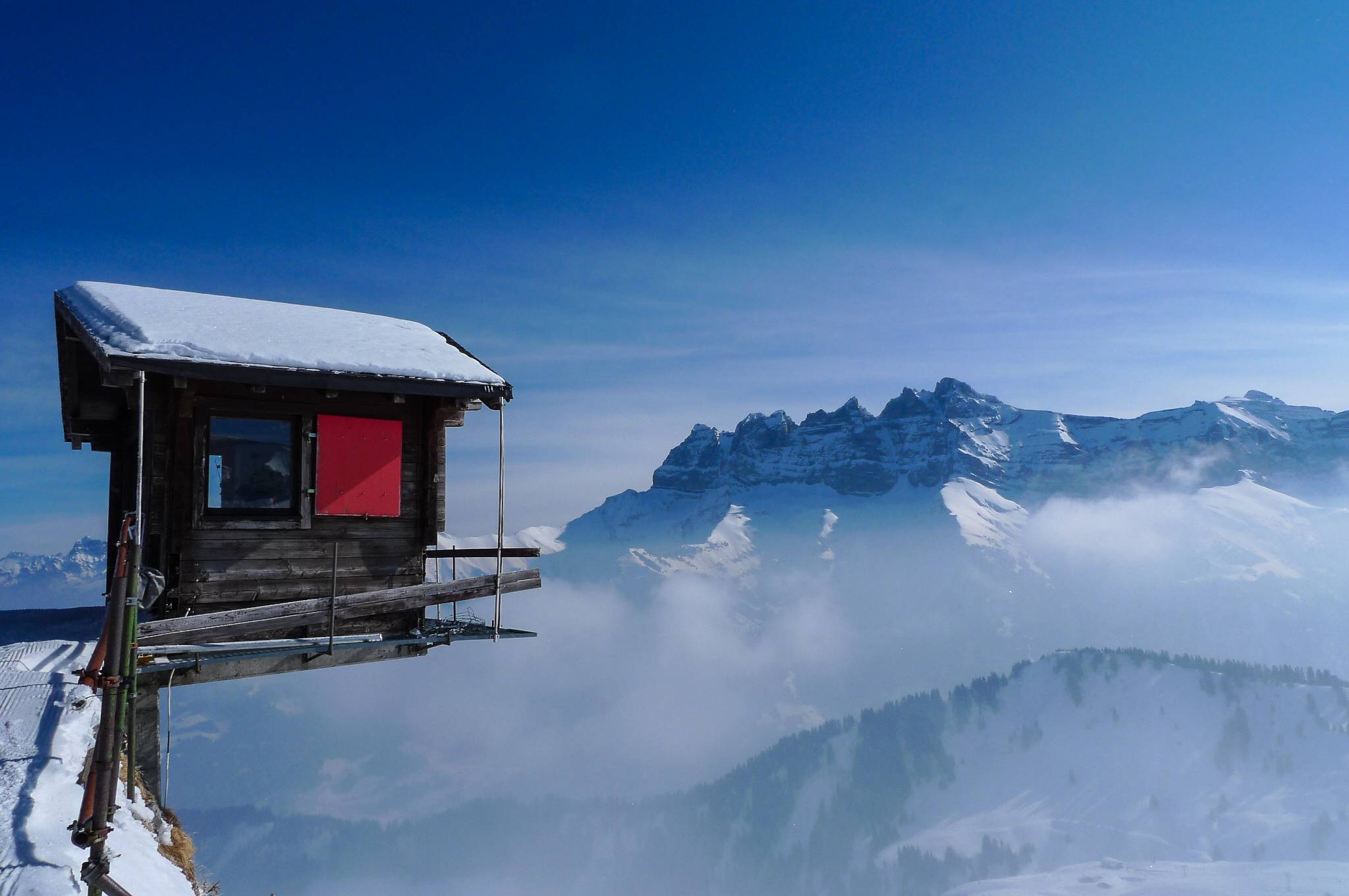 man made, cabin, cold, house, ice, mountain, snow HD wallpaper