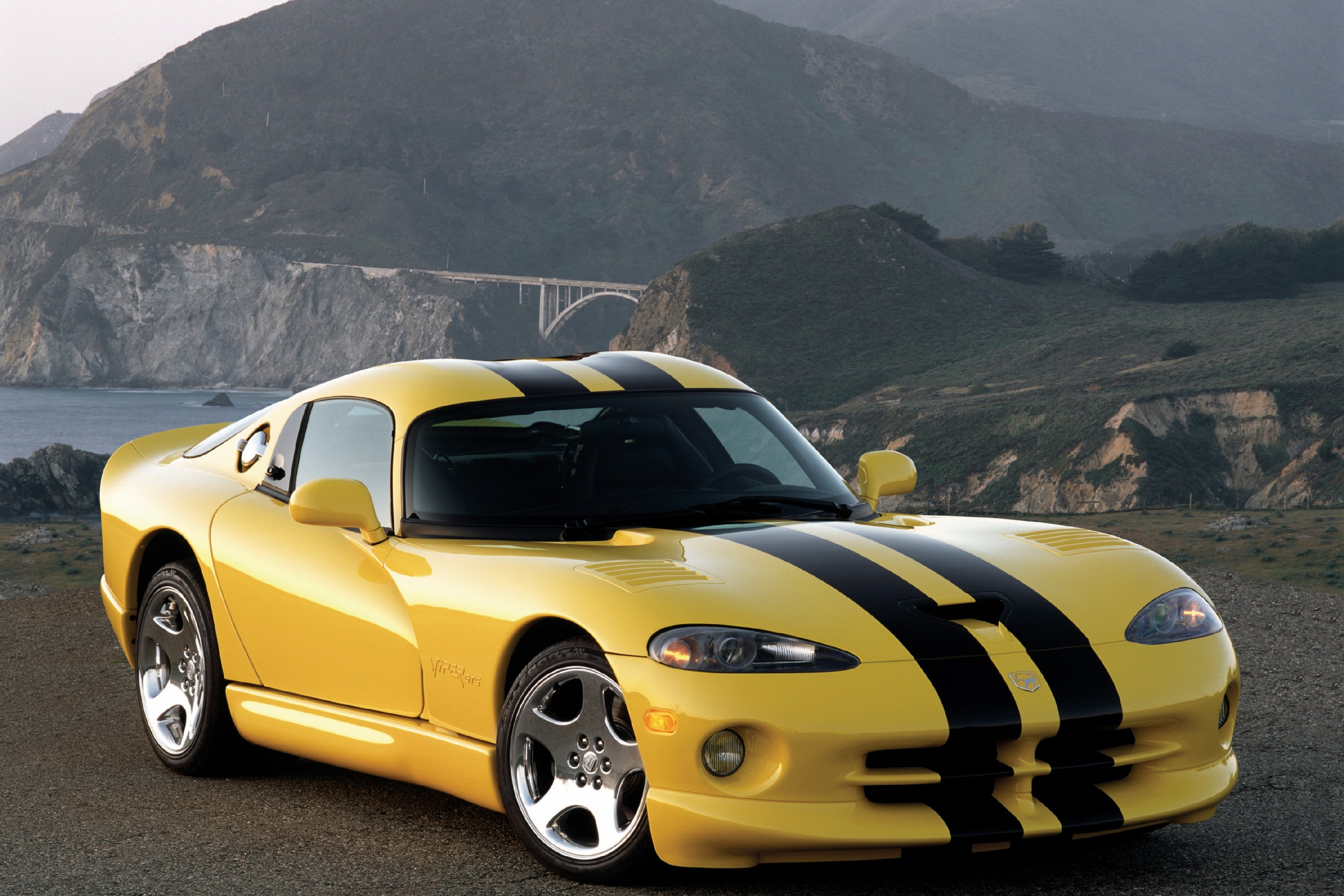 cars, dodge viper, yellow, side view, gts