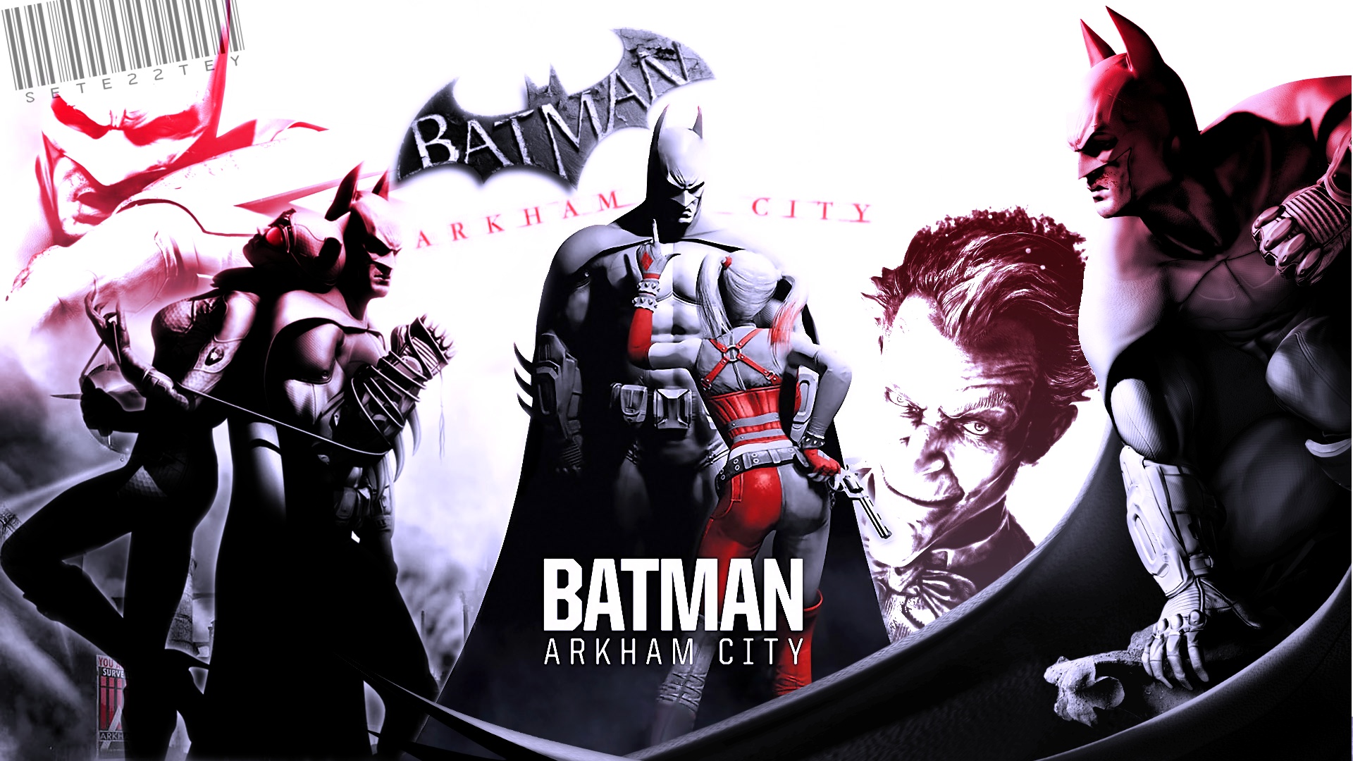 Download mobile wallpaper Batman: Arkham City, Superhero, Batman, Harley Quinn, Joker, Video Game for free.