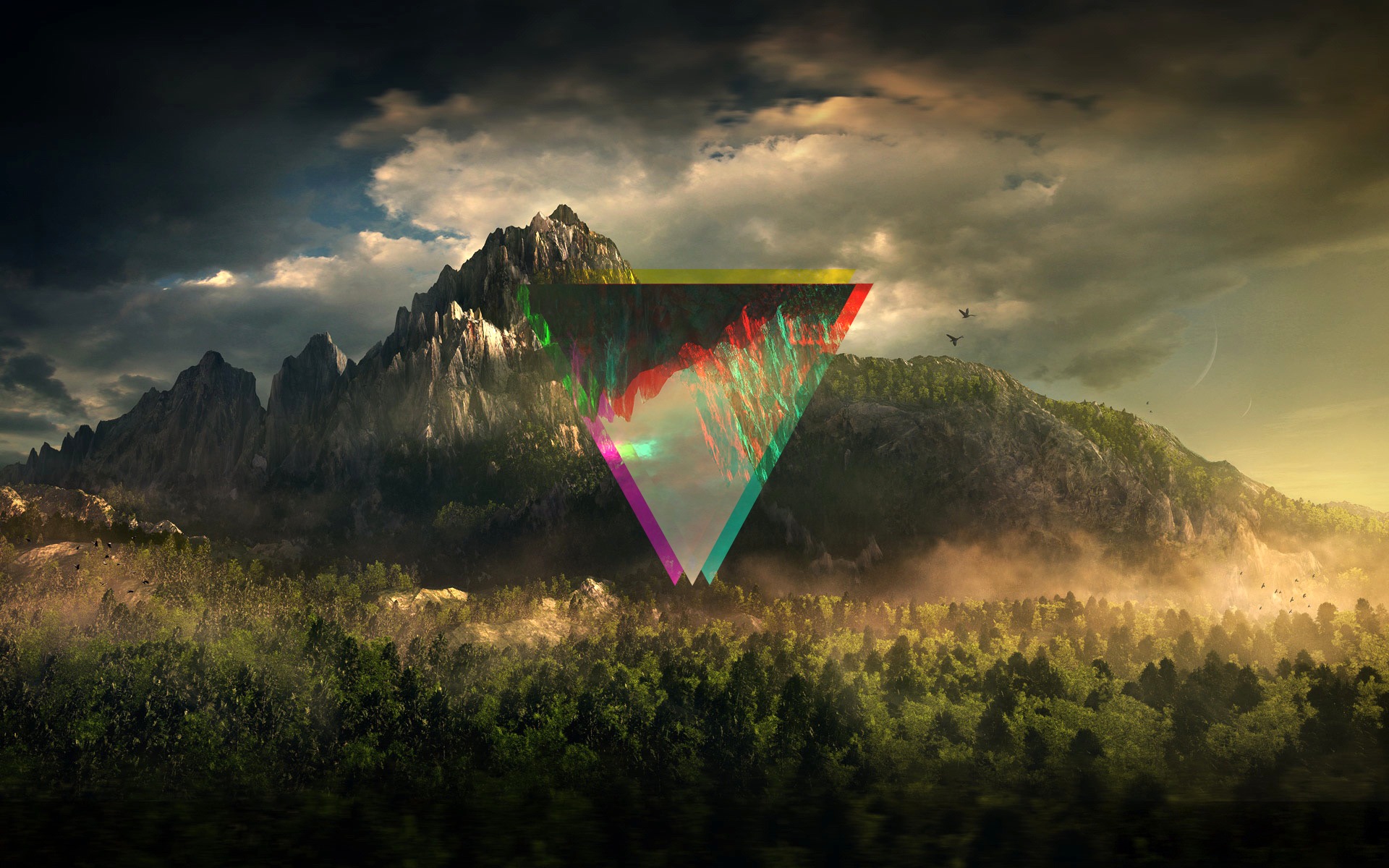 polyscape, abstract, triangle, glitch art Full HD