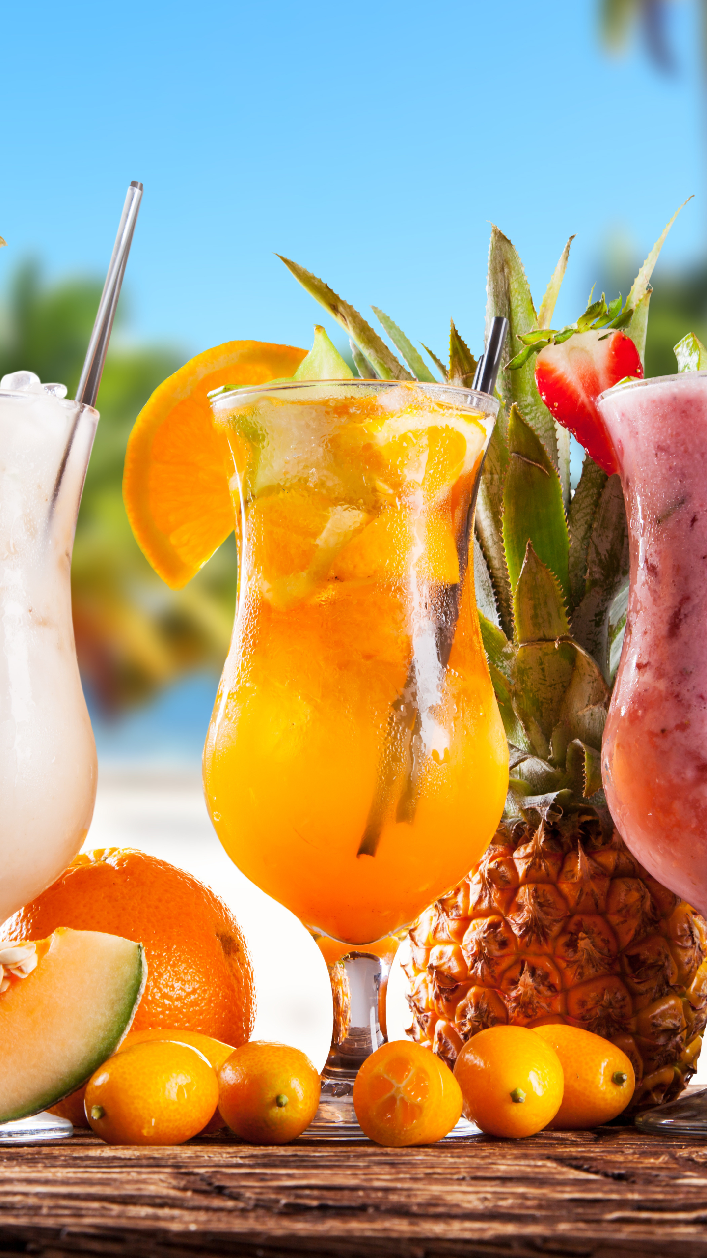 food, cocktail, pineapple, melon, coconut, fruit, drink, glass, pitaya, tropical HD wallpaper