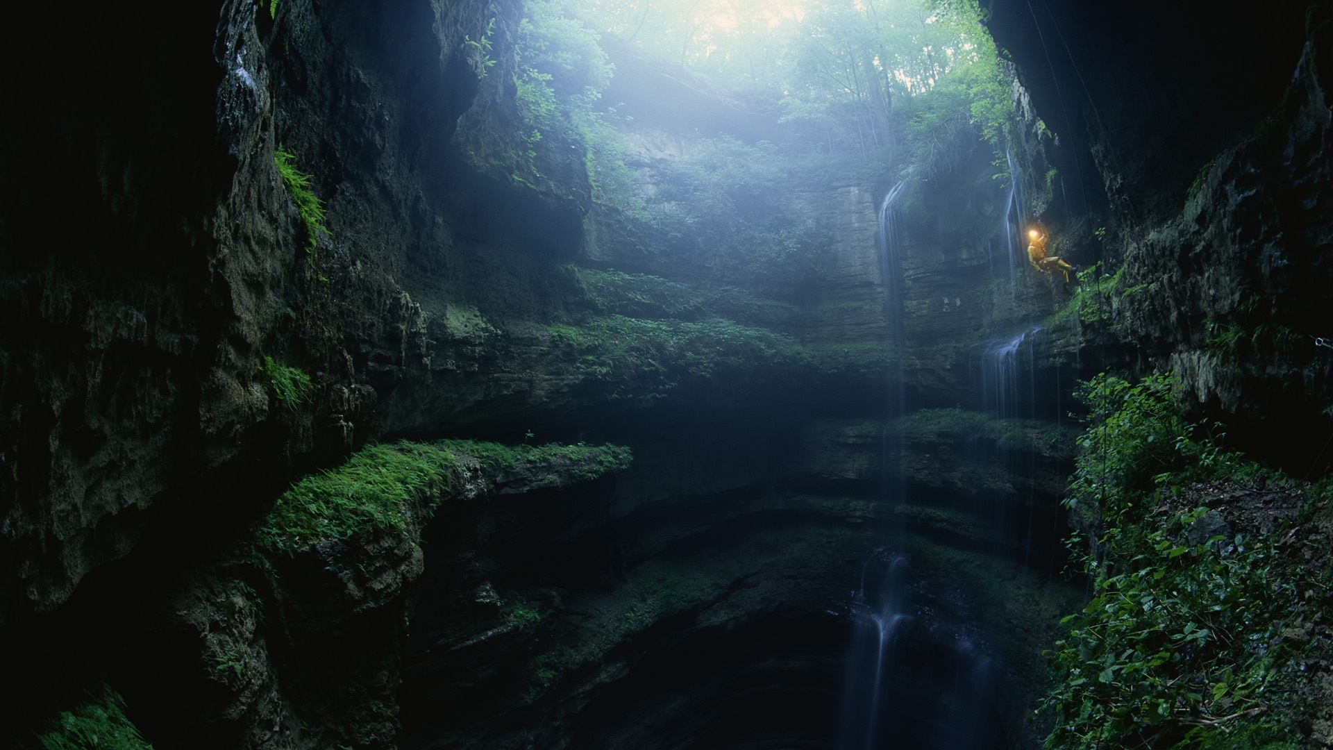 Download mobile wallpaper Caves, Landscape, Waterfalls for free.