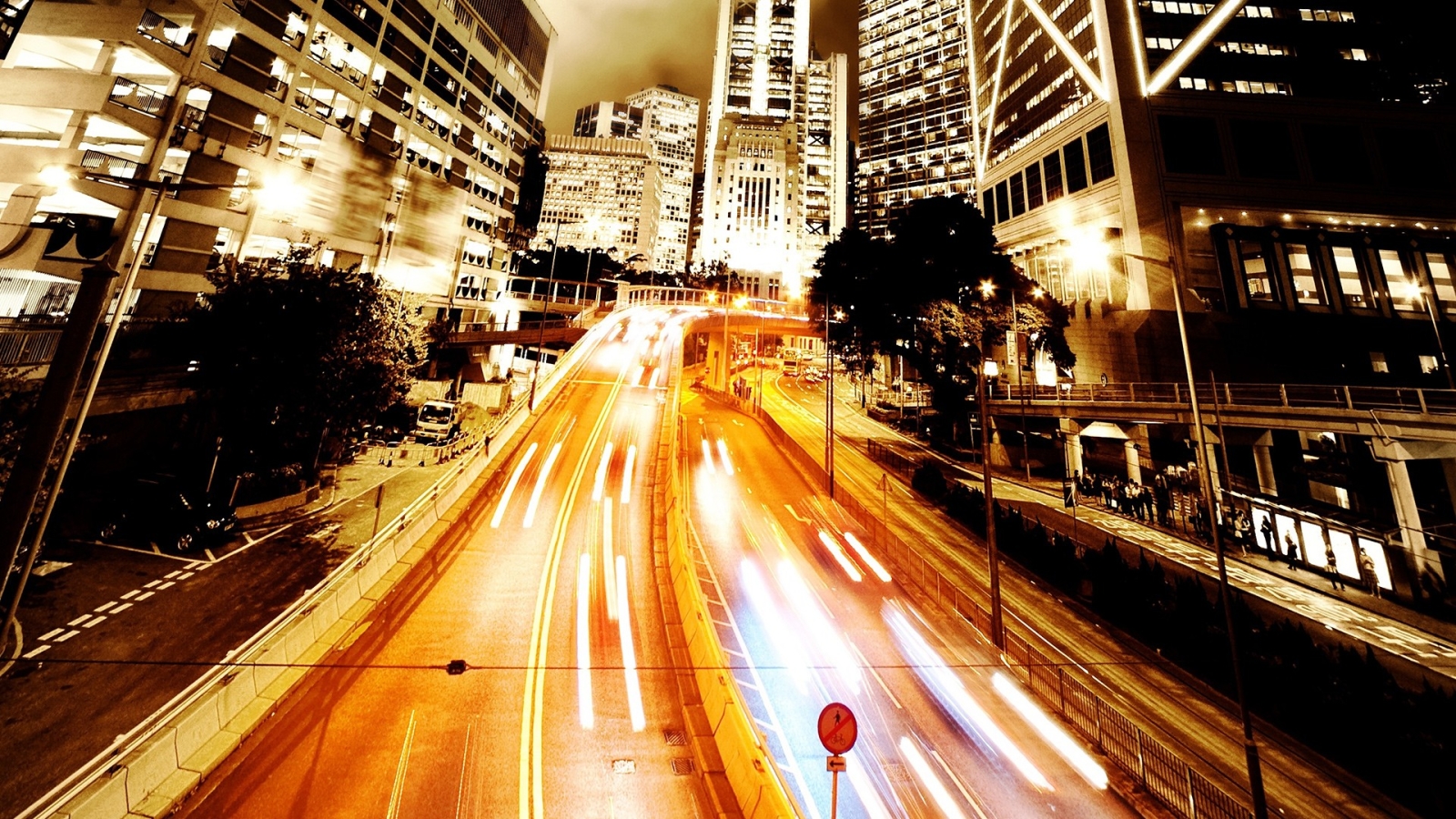 Download mobile wallpaper Manipulation, Skyscraper, Time Lapse, Building, Road, Photography, Night for free.