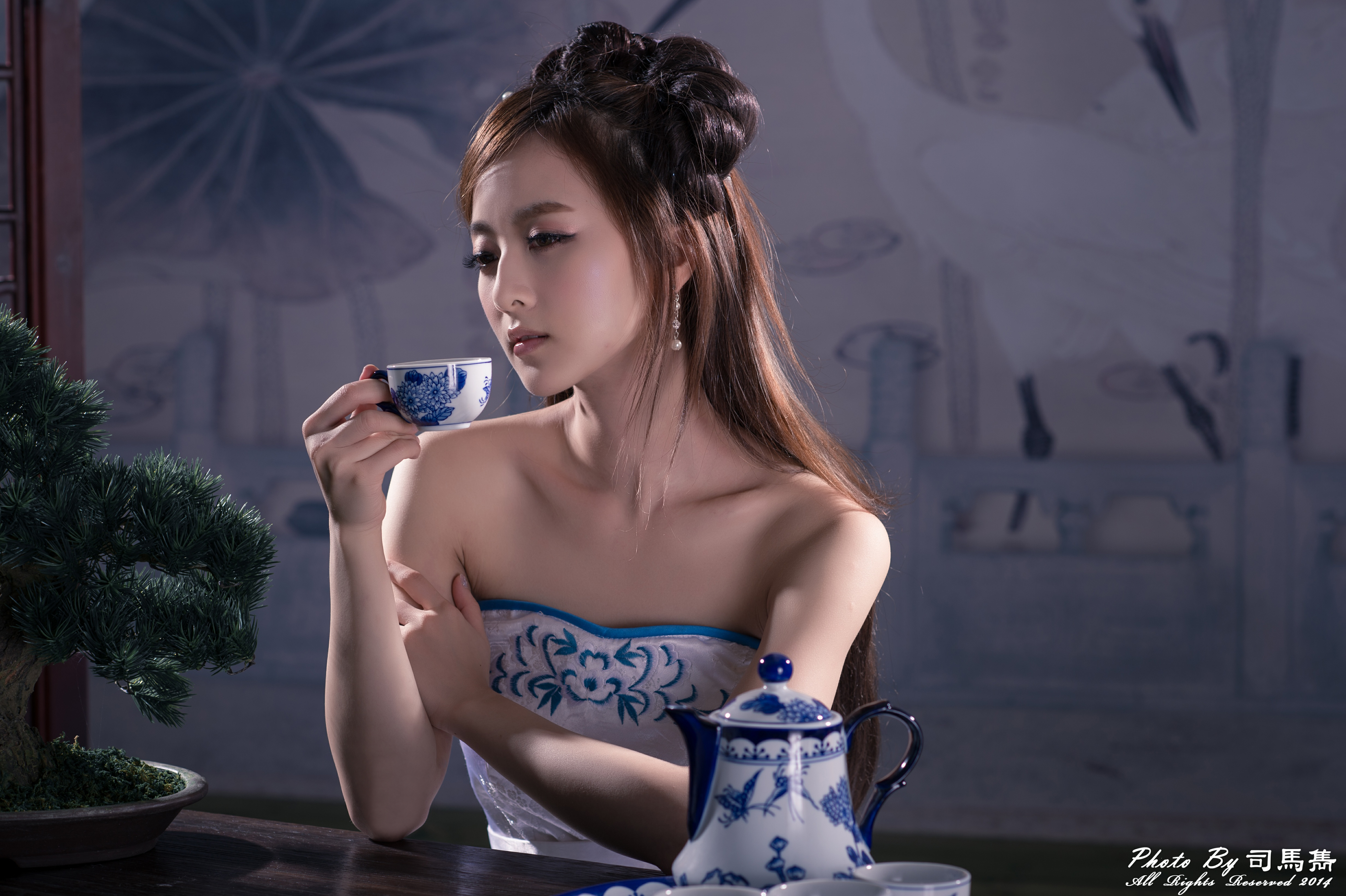 women, mikako zhang kaijie, asian, china, chinese, cup, dress, hair dress, taiwanese, tea set for android