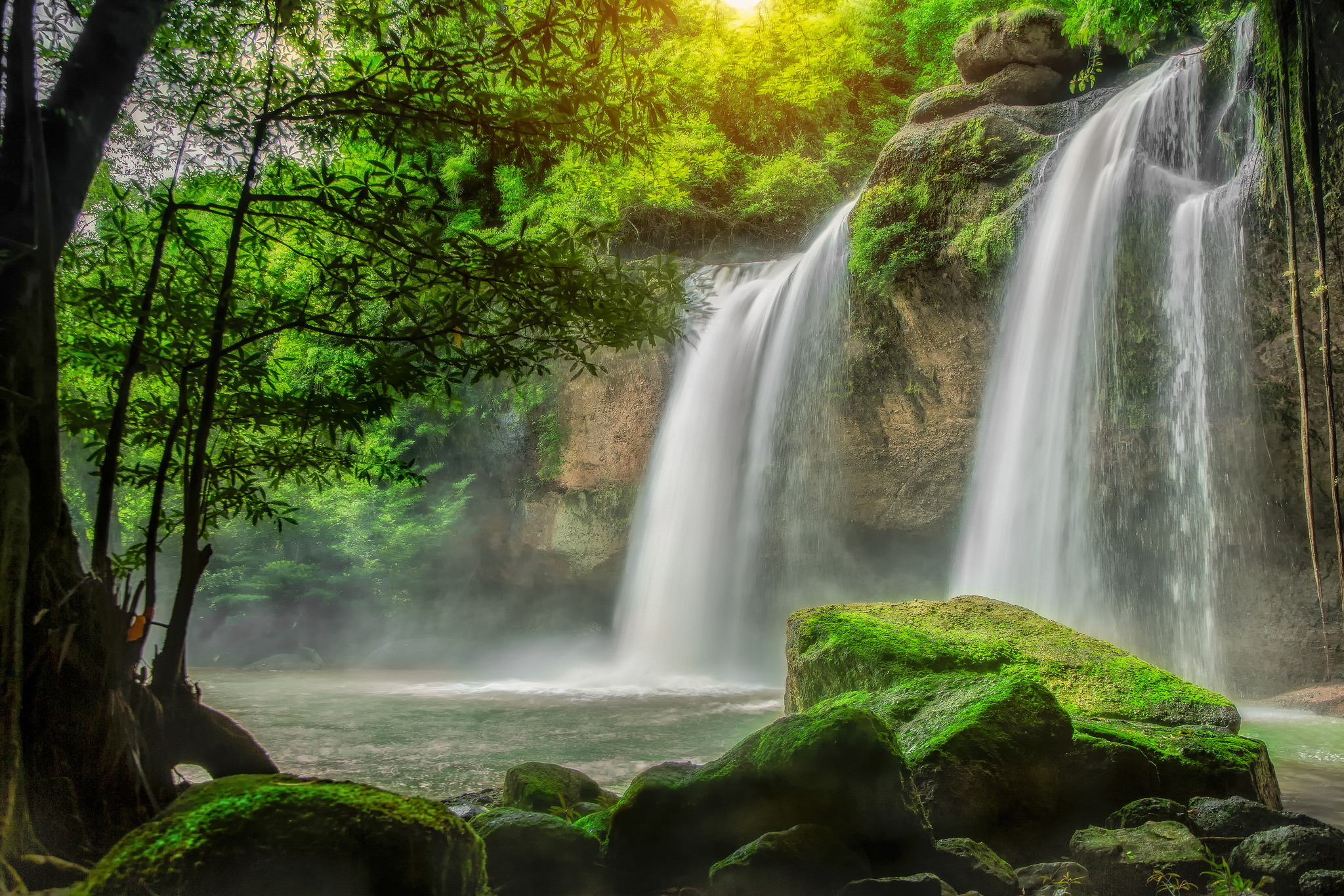 Фотообои водопад в зелени