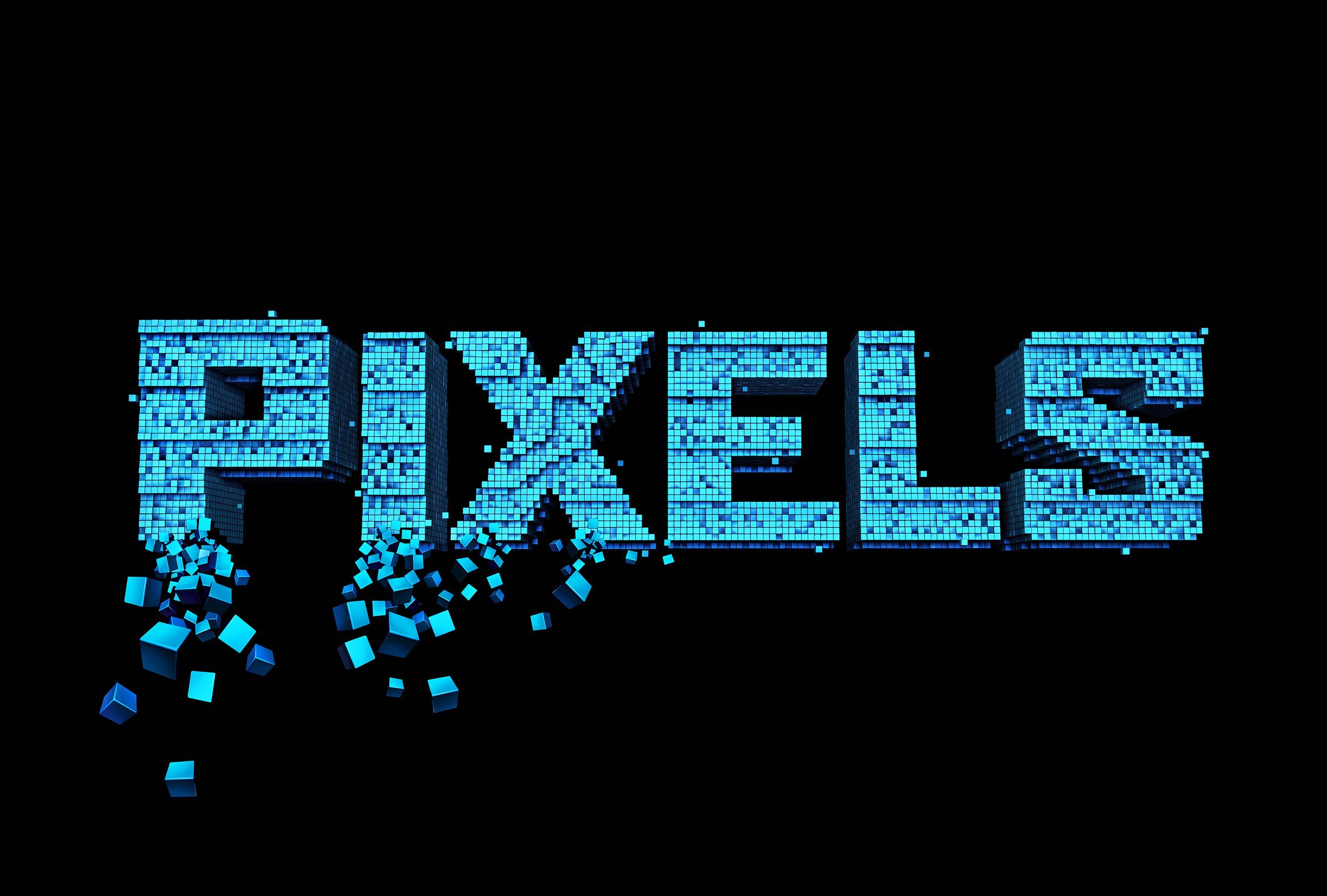 movie, pixels, 3d, cube