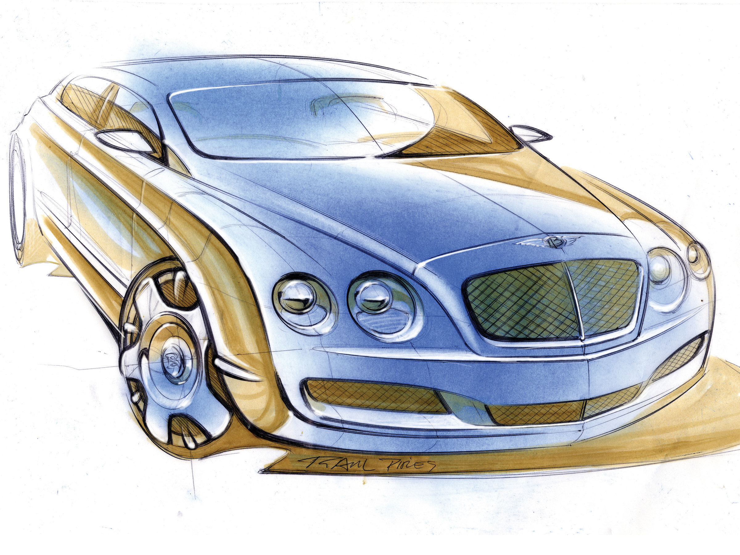 Watercolor/Ink/Vector Bentley Car | Education Illustrations ~ Creative  Market