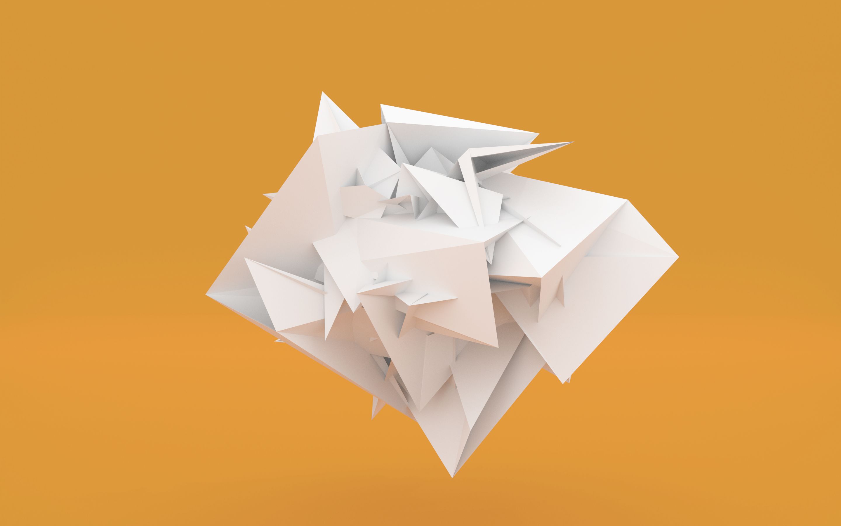 android 3d, abstract, cgi, facets, low poly, minimalist, orange (color), paper, white