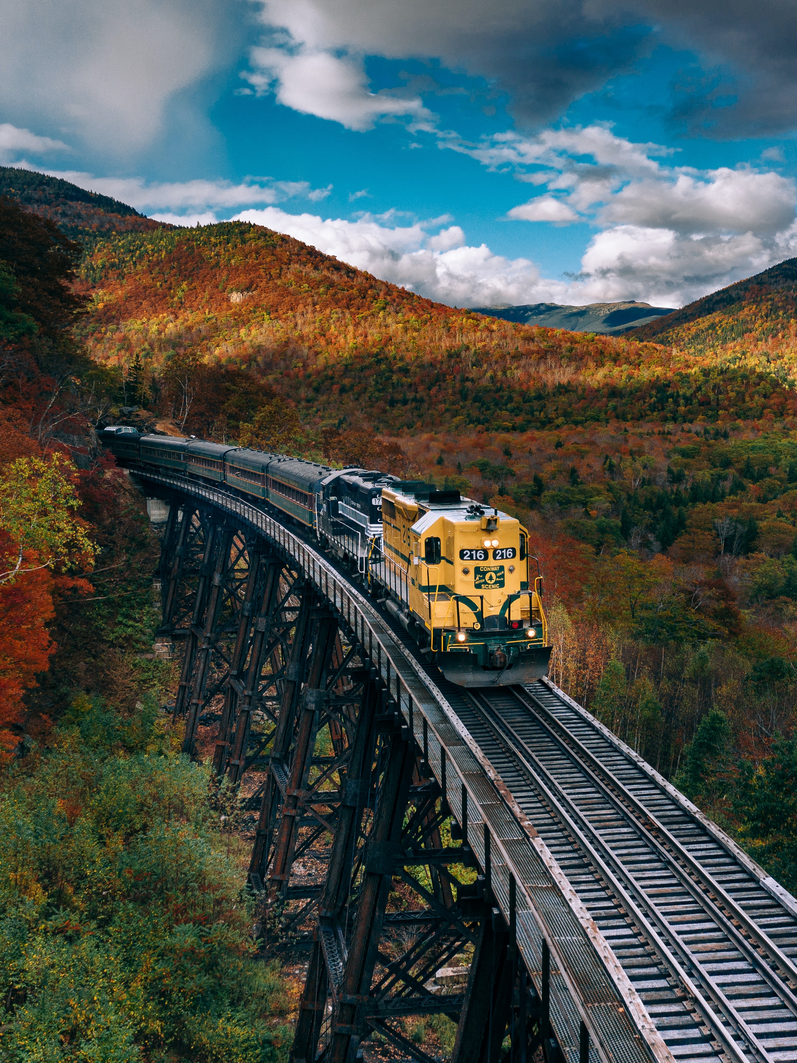 train, railway, autumn, holidays, trees HD wallpaper