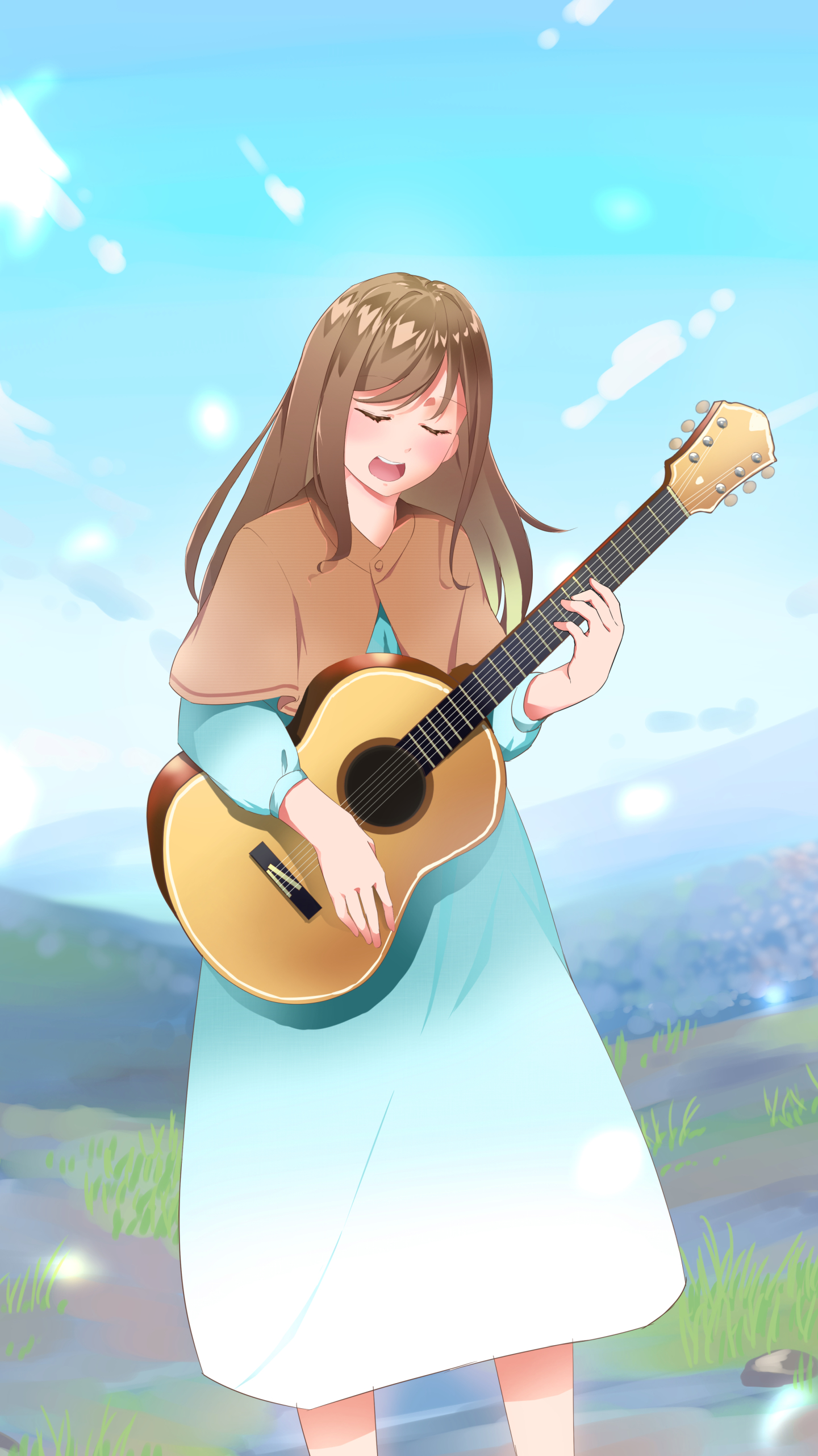 Download wallpaper 840x1336 guitar play anime girl iphone 5 iphone 5s  iphone 5c ipod touch 840x1336 hd background 24177