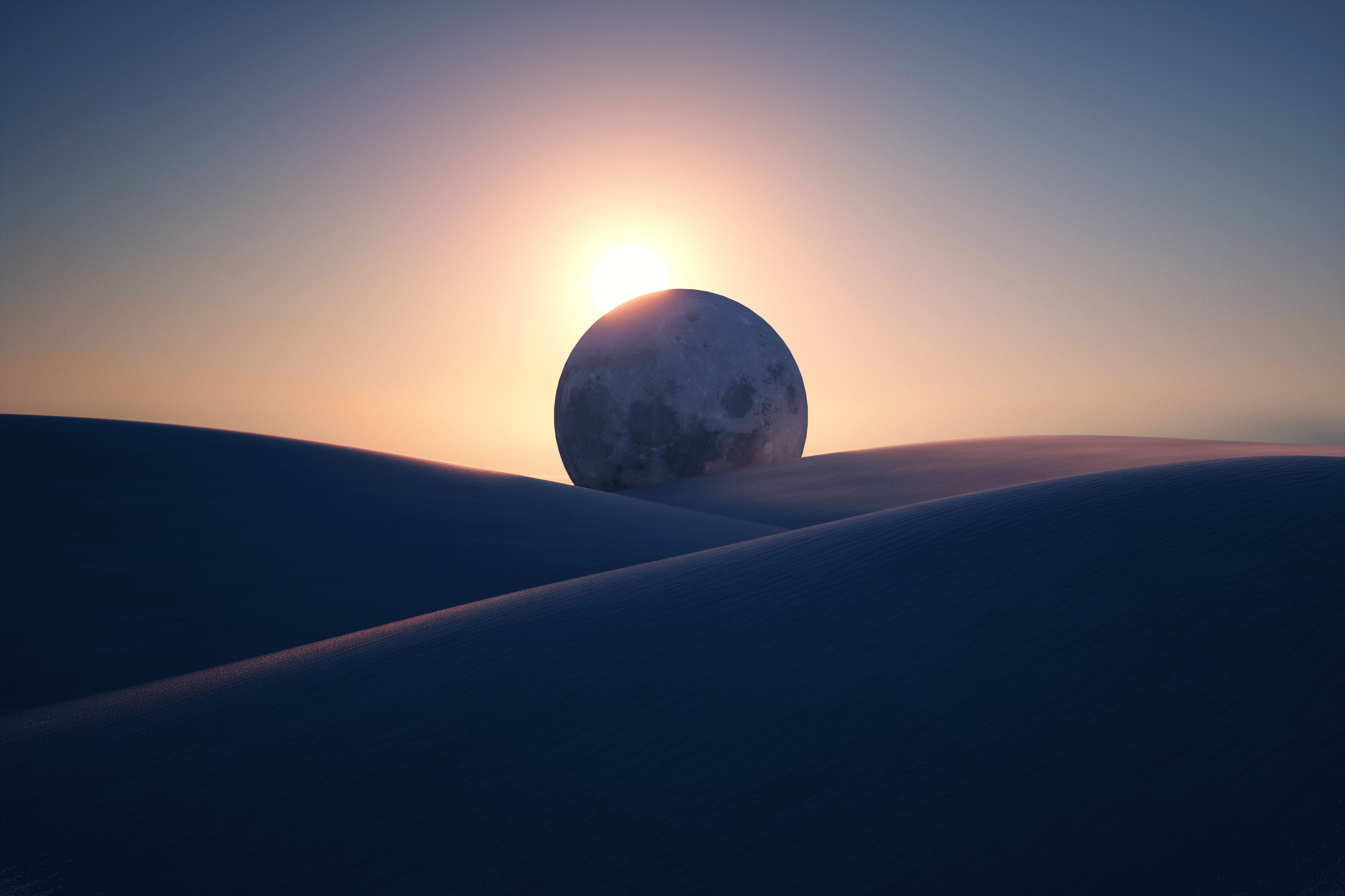 moon, earth, desert, eclipse Phone Background