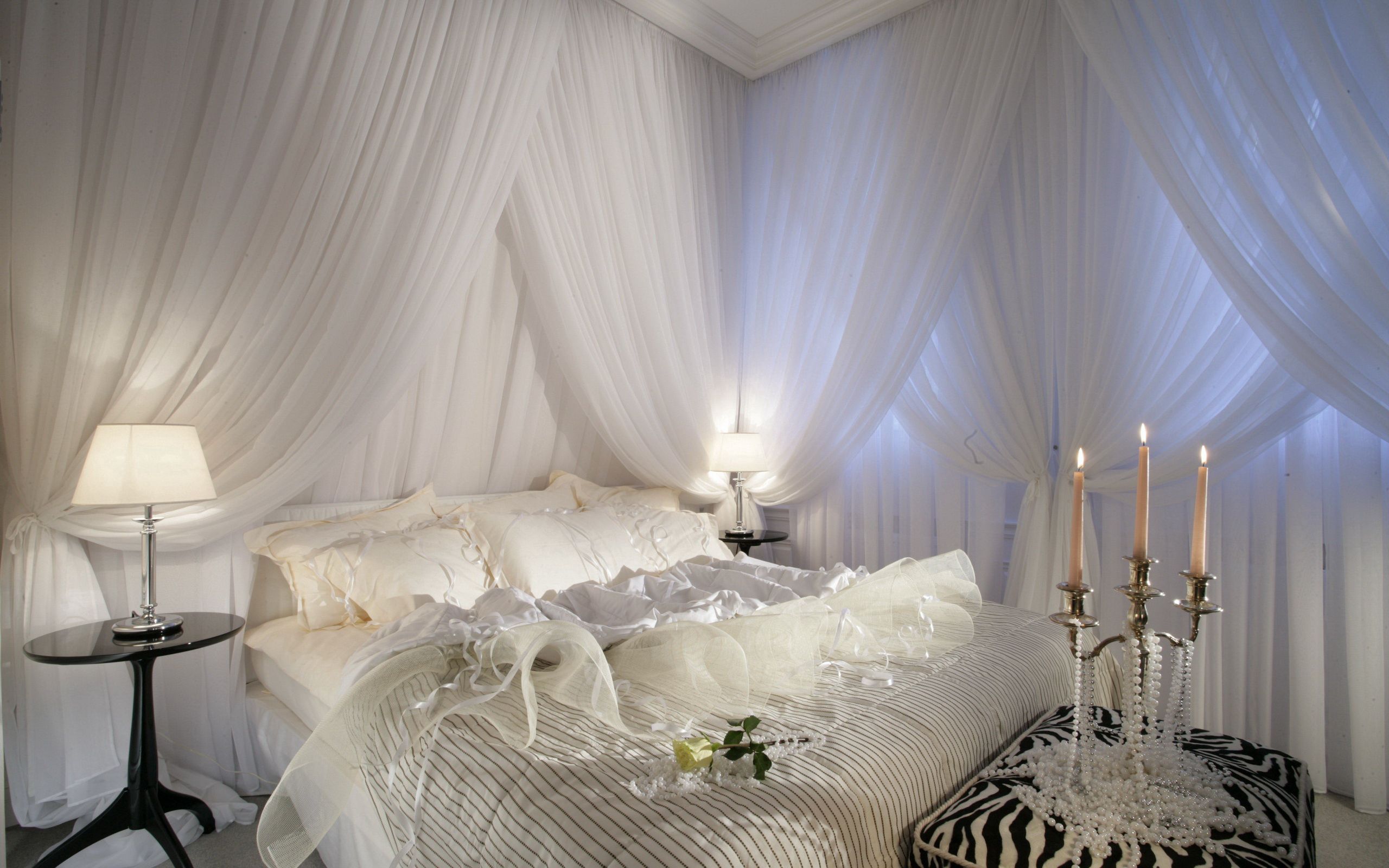 Handy-Wallpaper Verschiedenes, Sonstige, Bett, Schlafzimmer, Schlafen, Romantik, Kerzen kostenlos herunterladen.