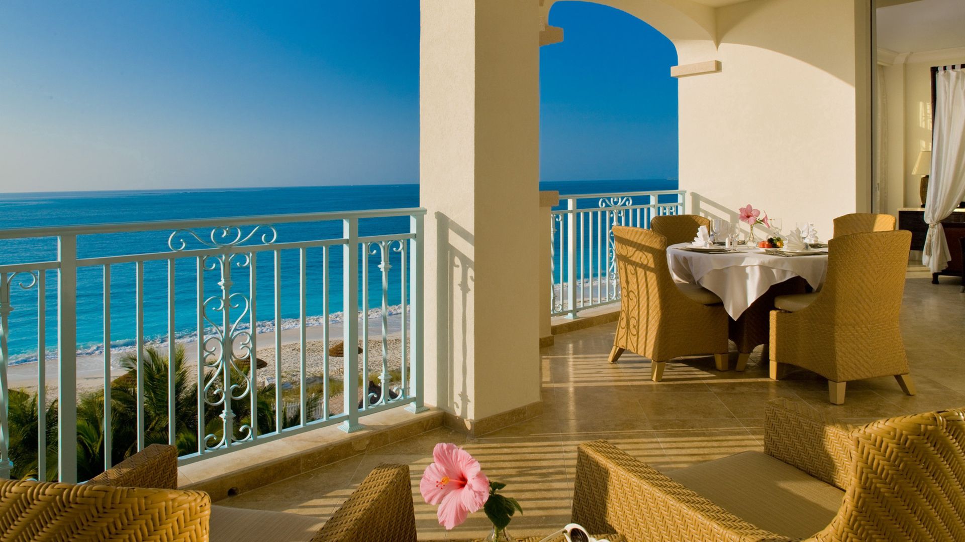 balcony, sea, beach, horizon, miscellanea, miscellaneous, relaxation, rest, view, terrace