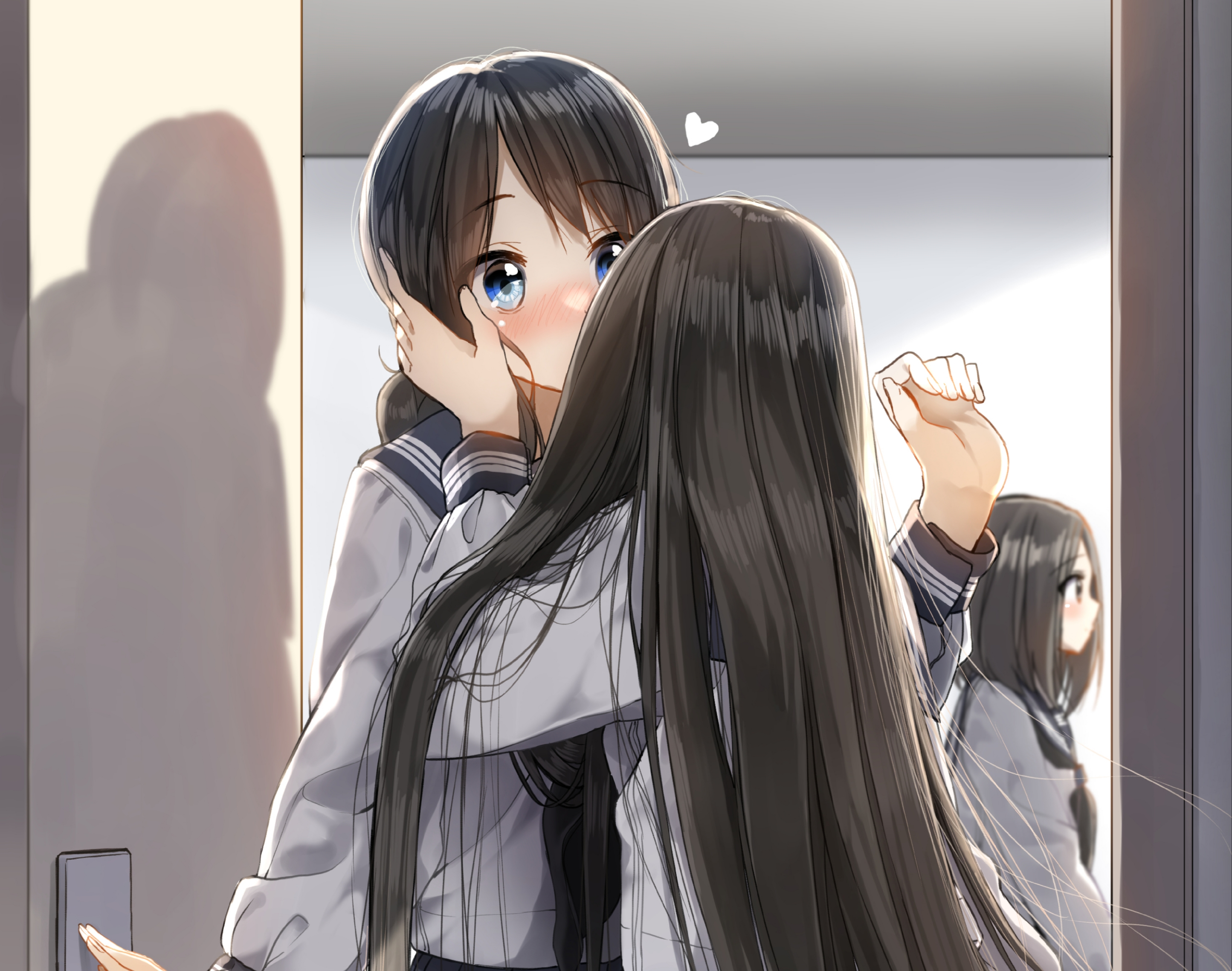 HD wallpaper: anime girls, kissing