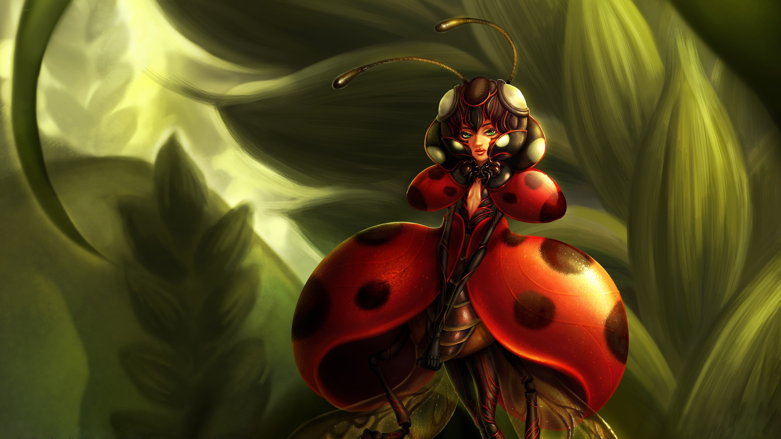 fantasy, creature, bug, ladybug, leaf cell phone wallpapers